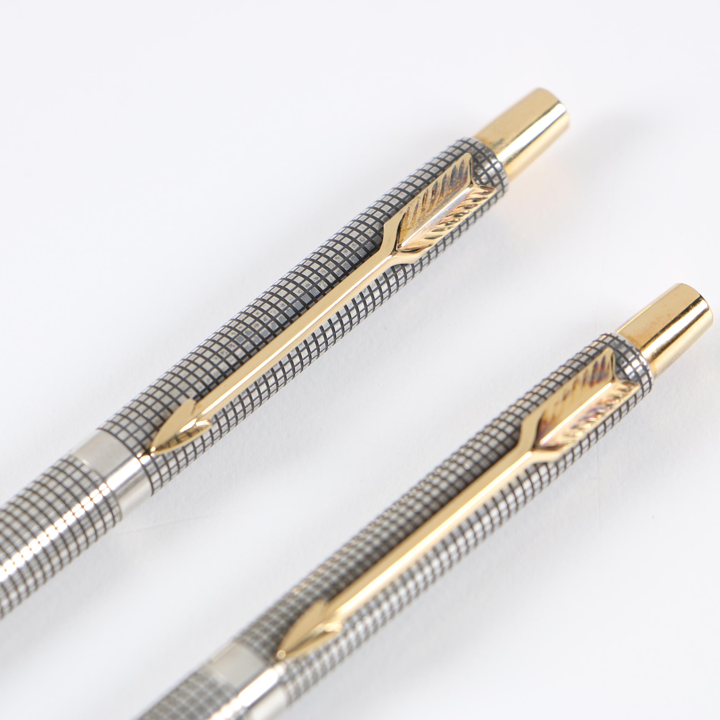 Parker Sterling Cisele Ballpoint Pen and Mechanical Pencil Set, Mid-1970s