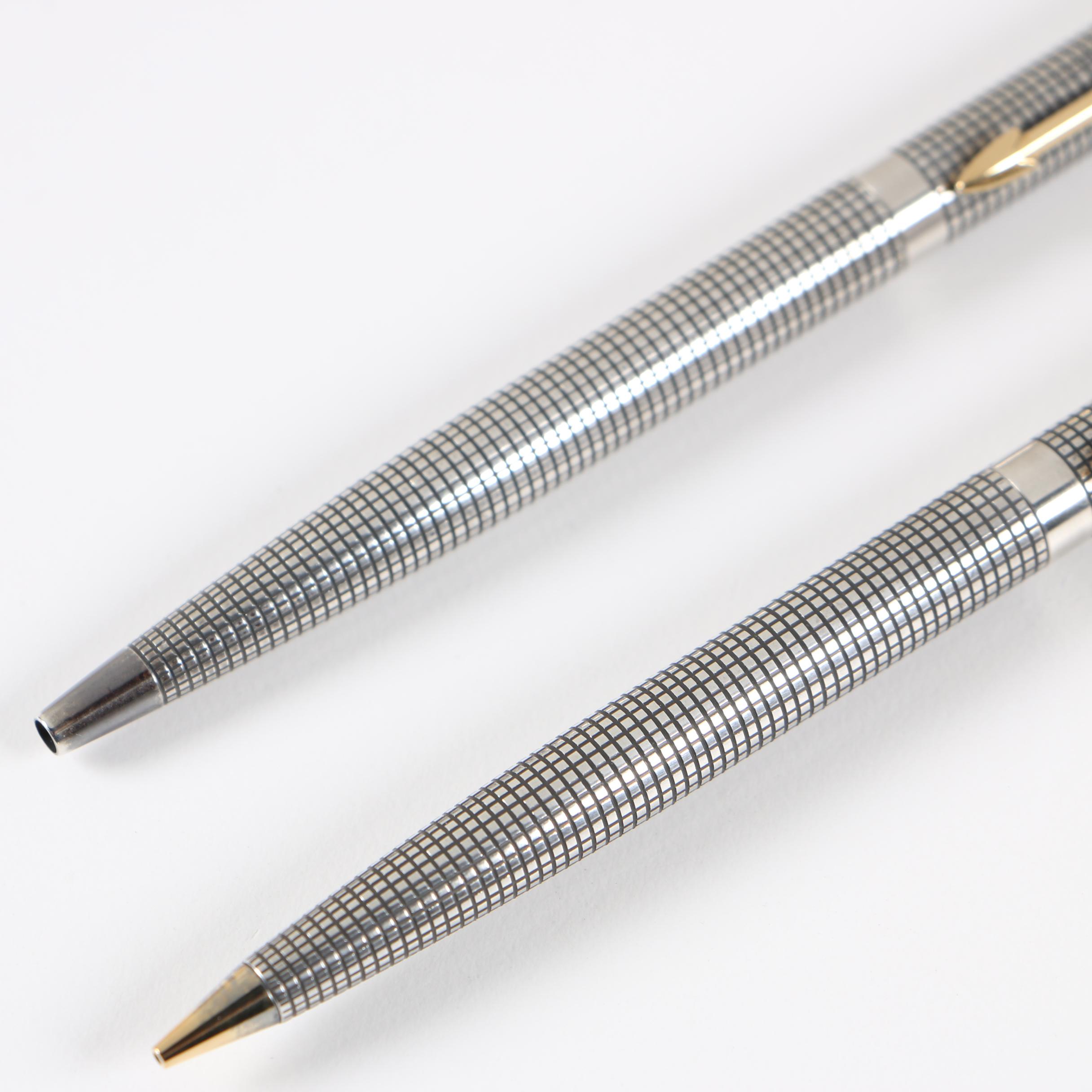 Parker Sterling Cisele Ballpoint Pen and Mechanical Pencil Set, Mid-1970s