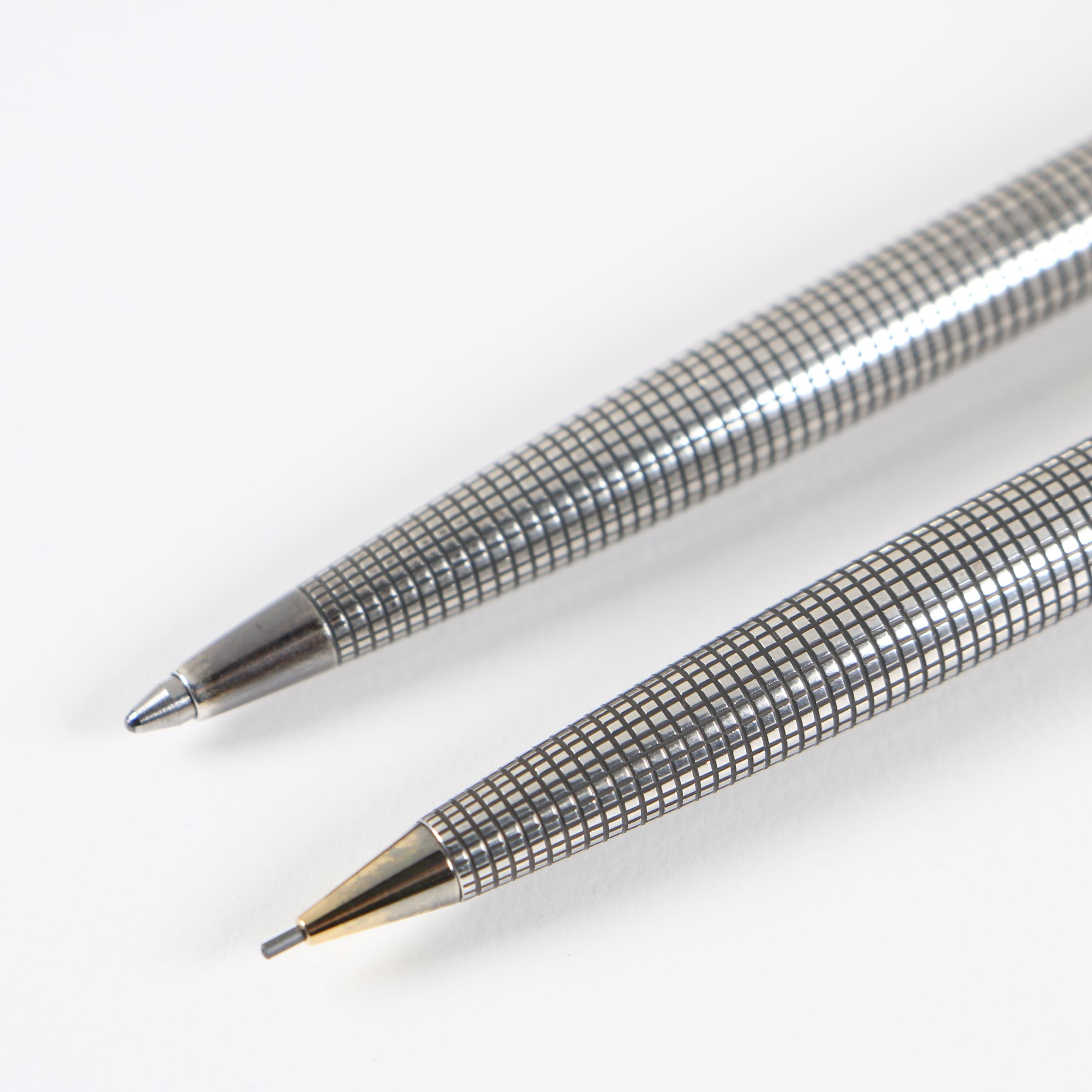 Parker Sterling Cisele Ballpoint Pen and Mechanical Pencil Set, Mid-1970s