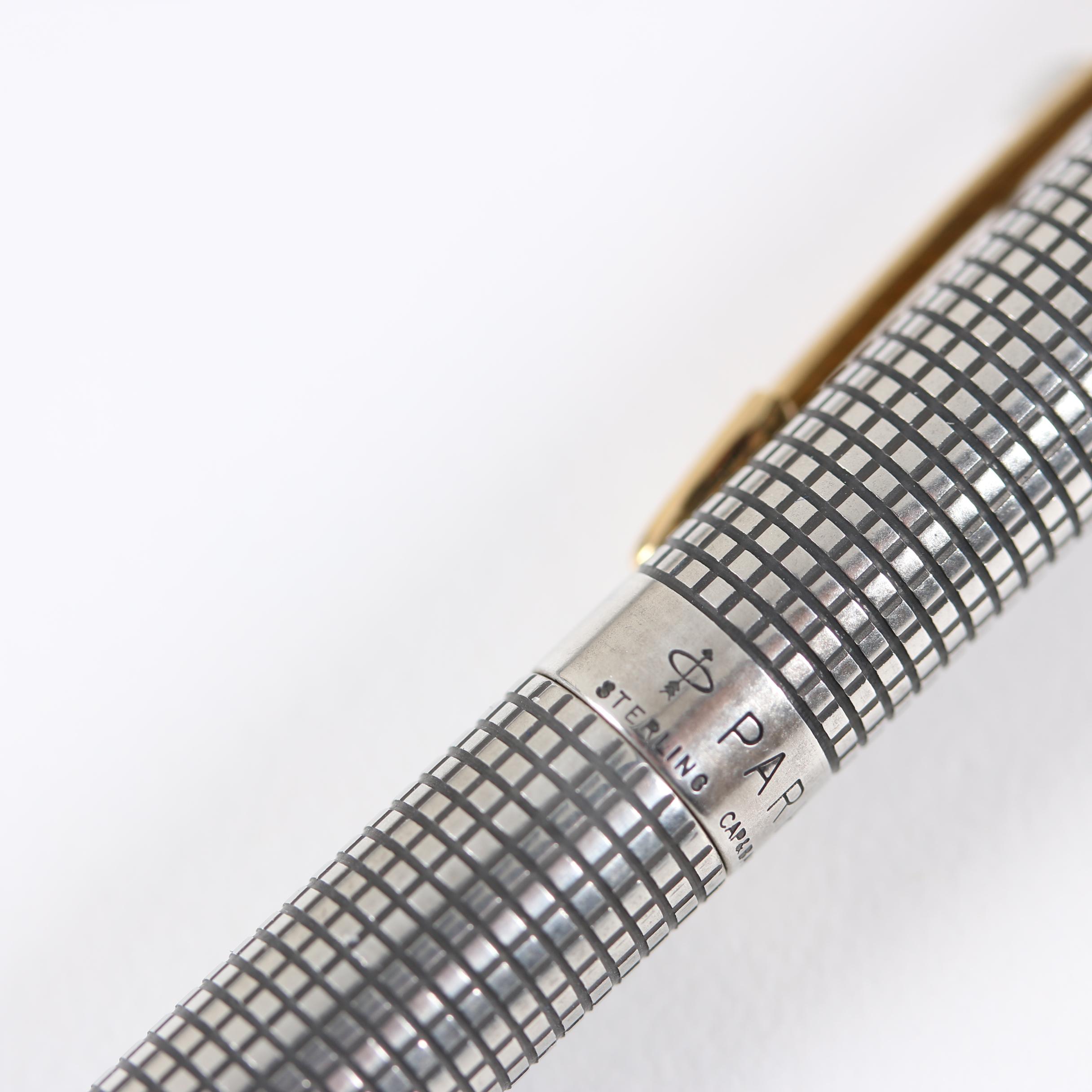 Parker Sterling Cisele Ballpoint Pen and Mechanical Pencil Set, Mid-1970s