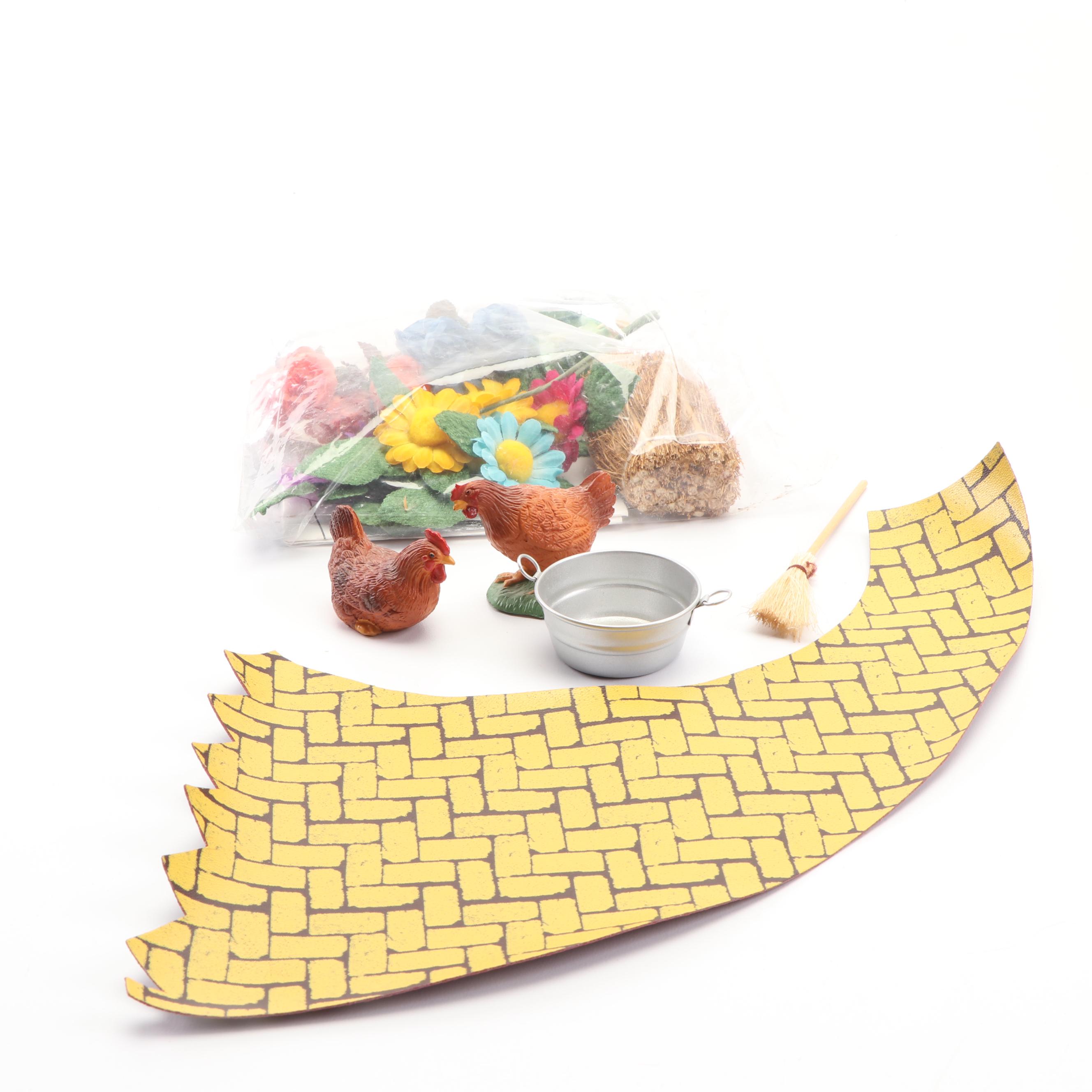 Madame Alexander "Wizard of Oz" Dollhouse and Ann Rast "Yellow Brick Road" Stand