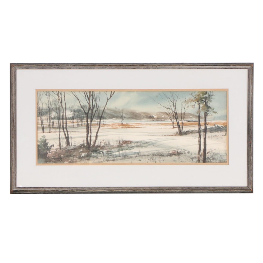 Anthony Ventura Wintry Scene Watercolor