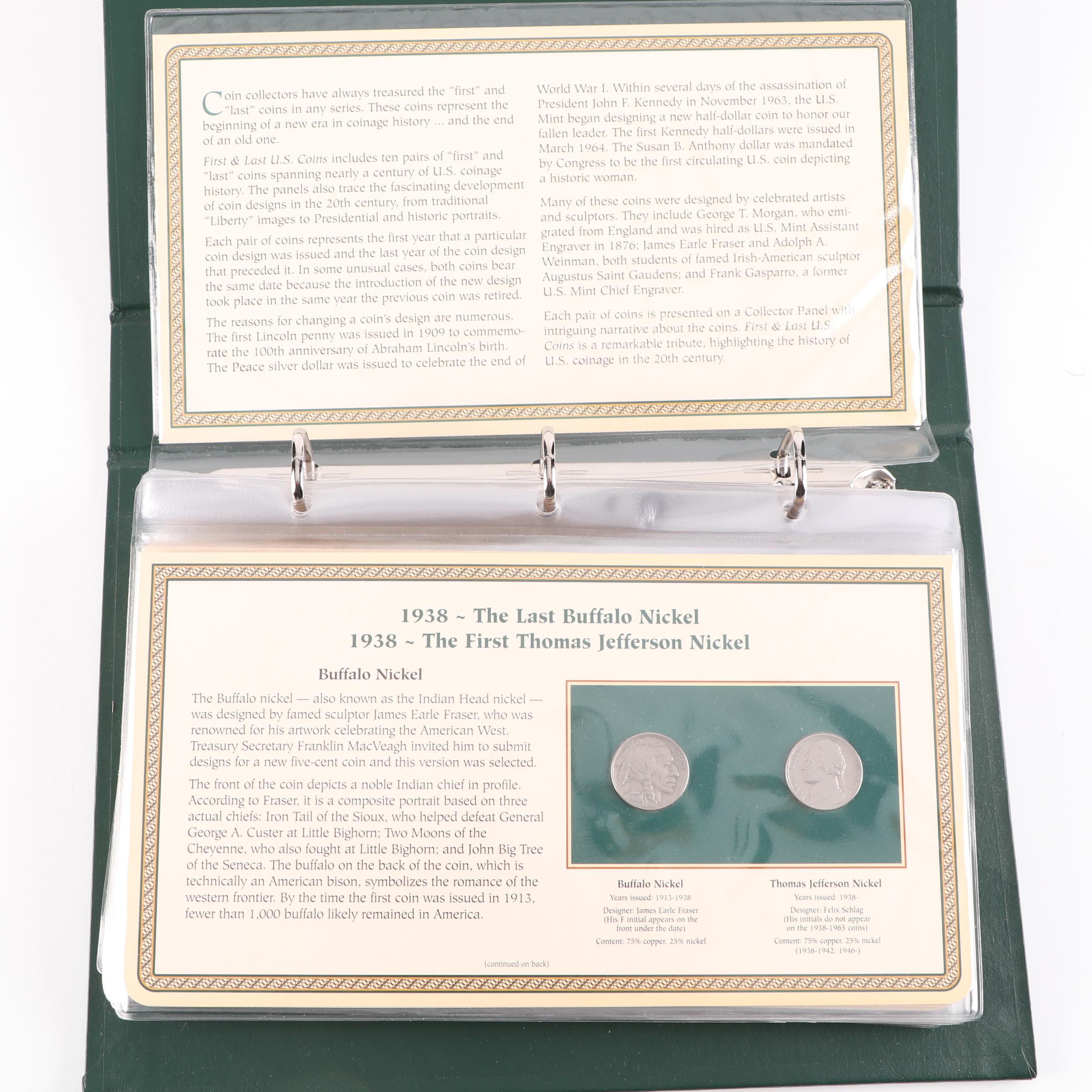 Postal Commemorative Society 18 First & Last U.S. Coins Album