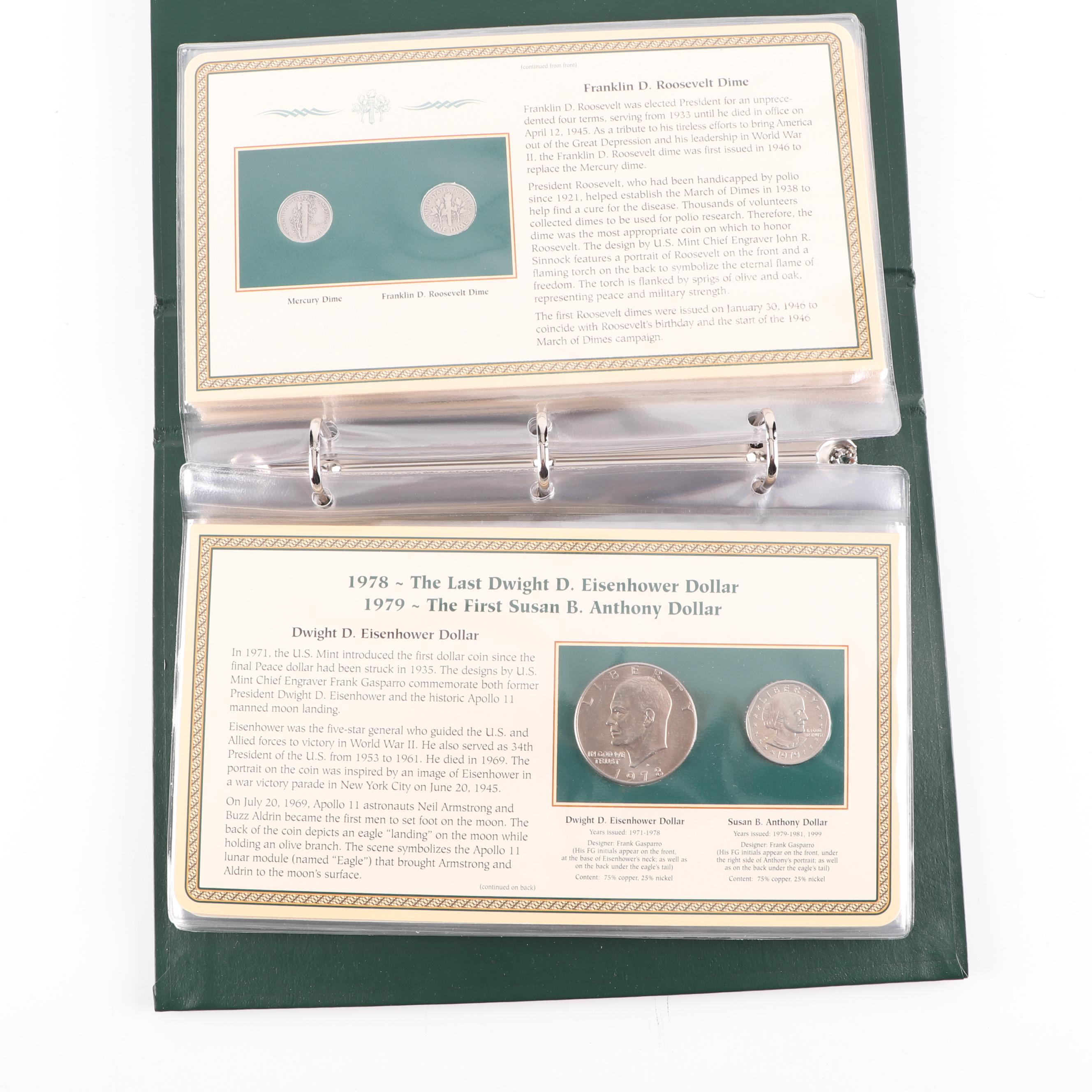 Postal Commemorative Society 18 First & Last U.S. Coins Album
