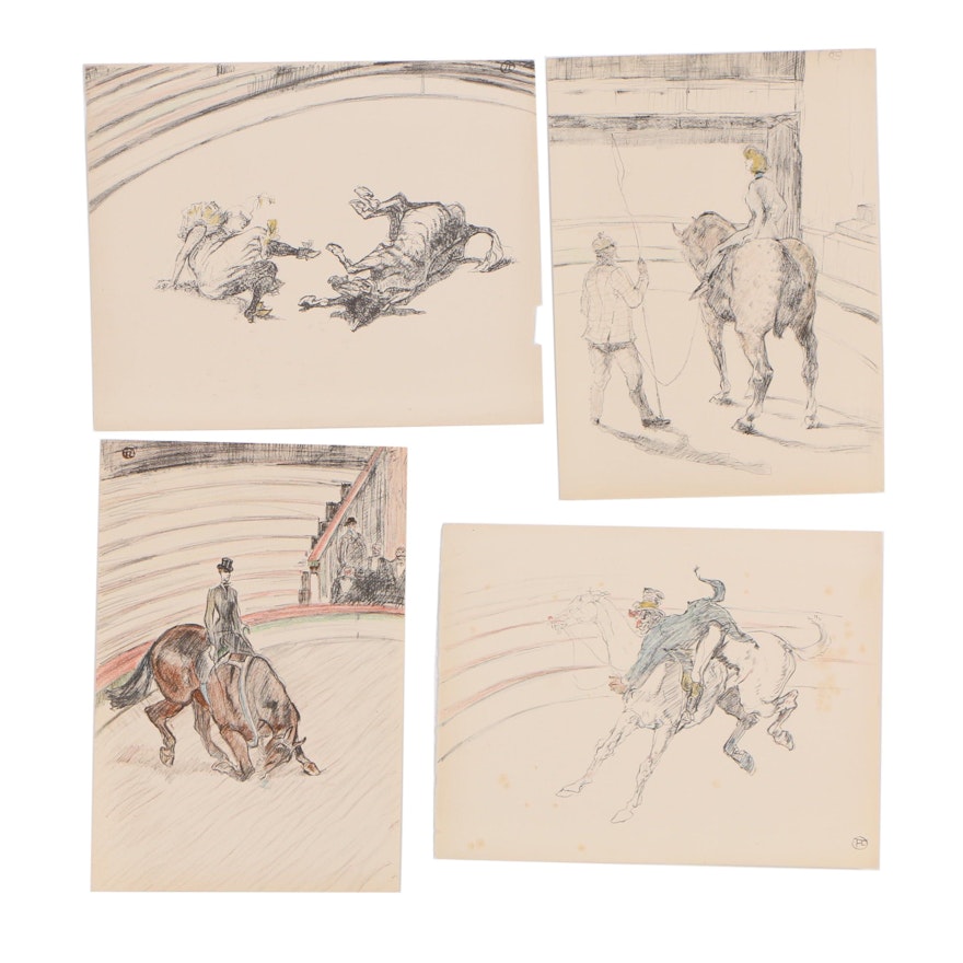 Four Lithographs after Henri de Toulouse-Lautrec "At the Circus"