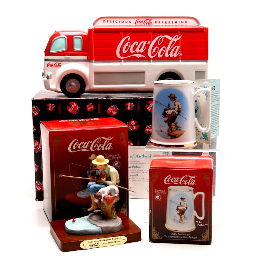 Coca-Cola Memorabilia Including 100th Anniversary Norman Rockwell Mug