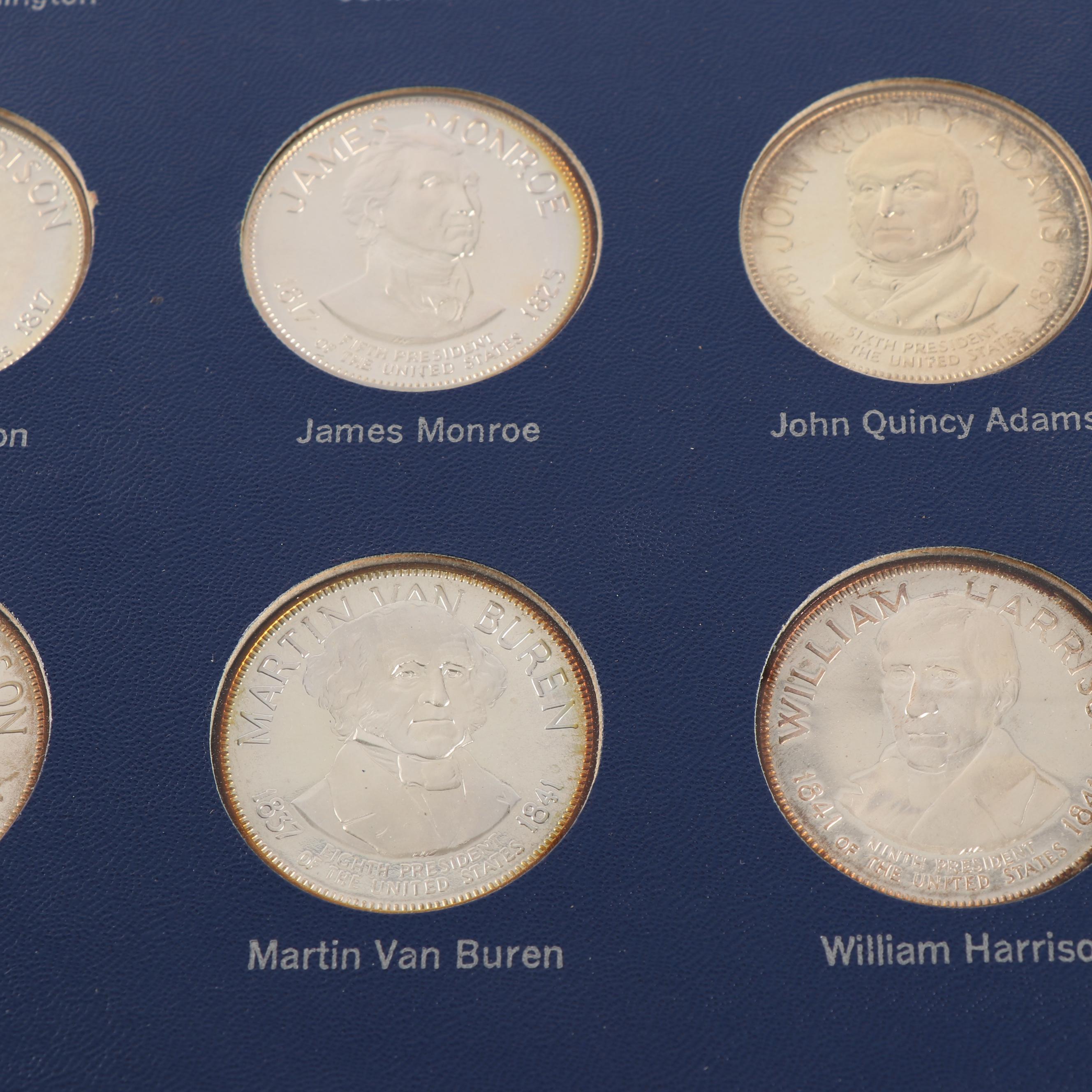 Franklin Mint Treasury 36 Presidential Profile .925 Sterling Medals Album