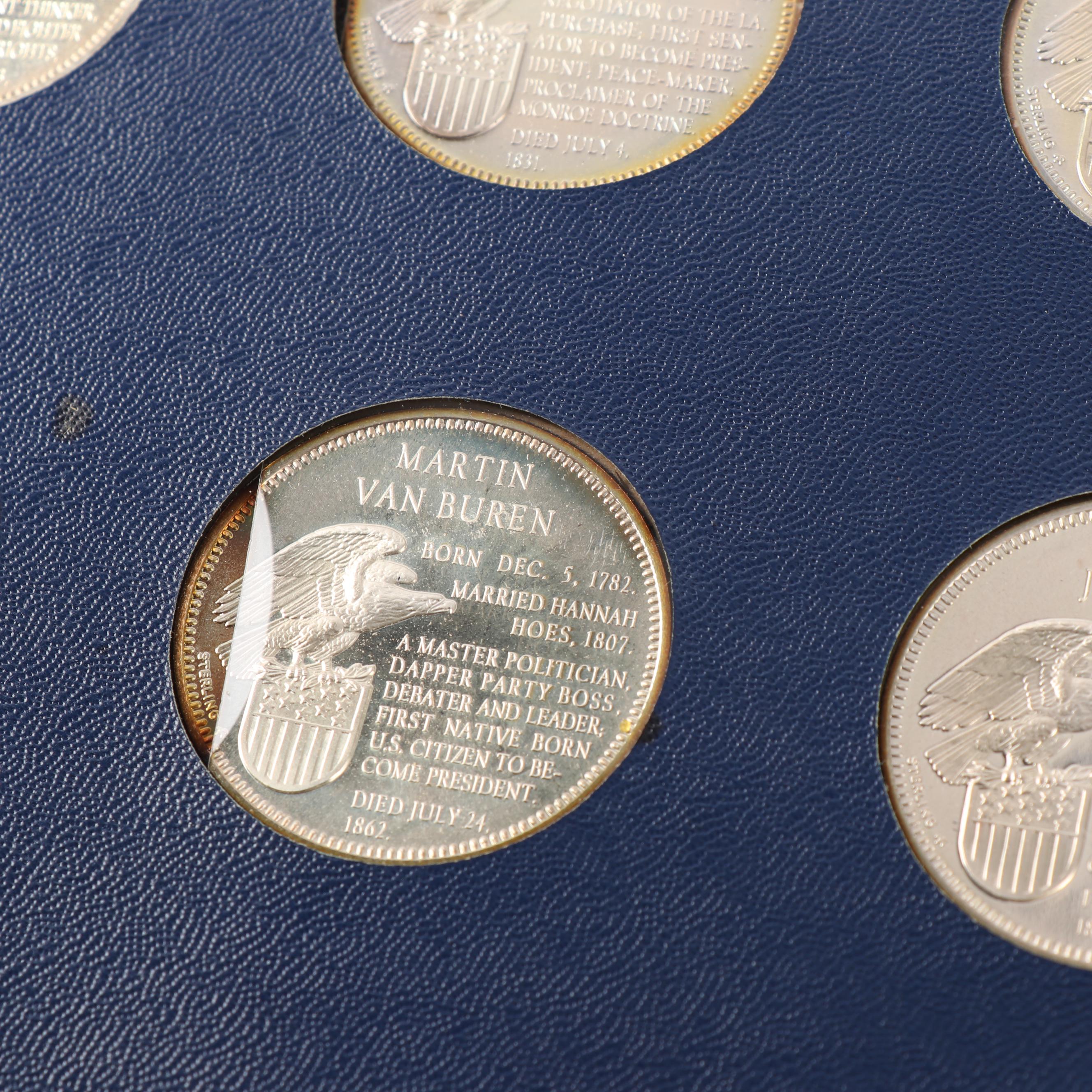 Franklin Mint Treasury 36 Presidential Profile .925 Sterling Medals Album