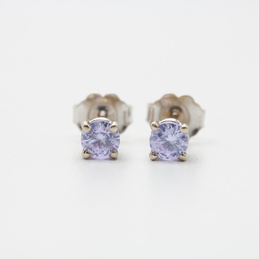 14K White Gold Cubic Zirconia Stud Earrings