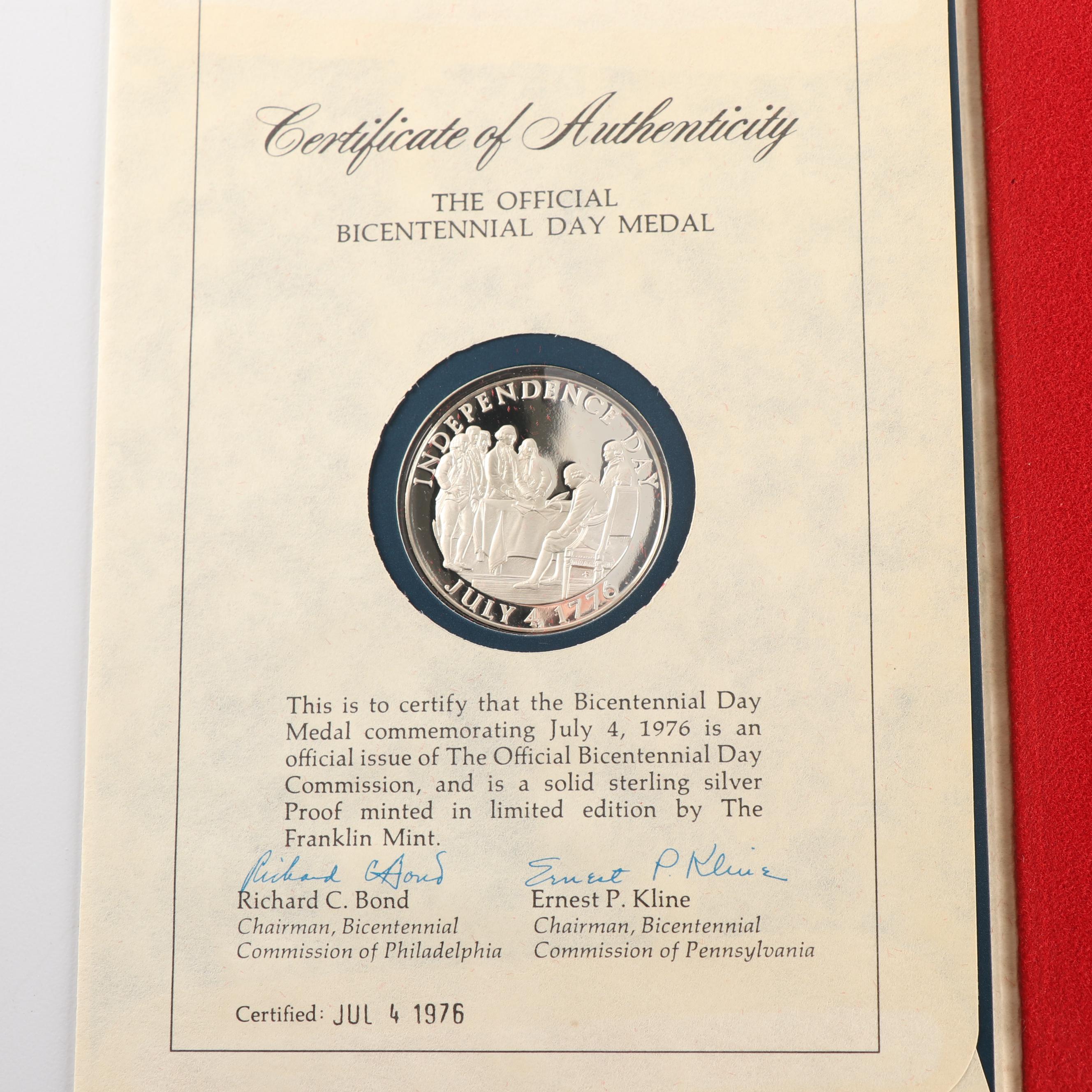 The Official Bicentennial Day Commemorative Sterling Silver Medals