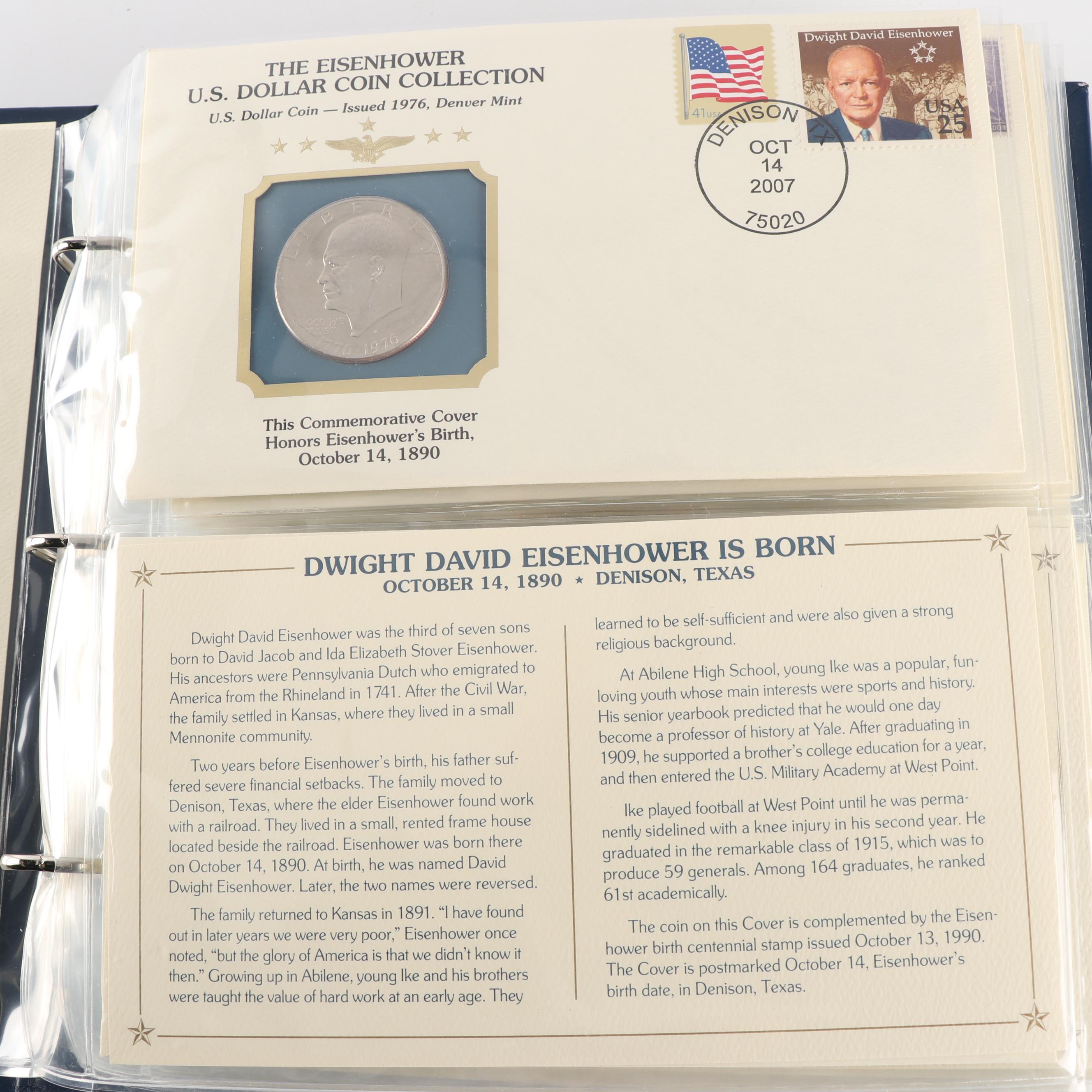 PCS The Eisenhower U.S. Dollar Coin with Stamps Collector's Album