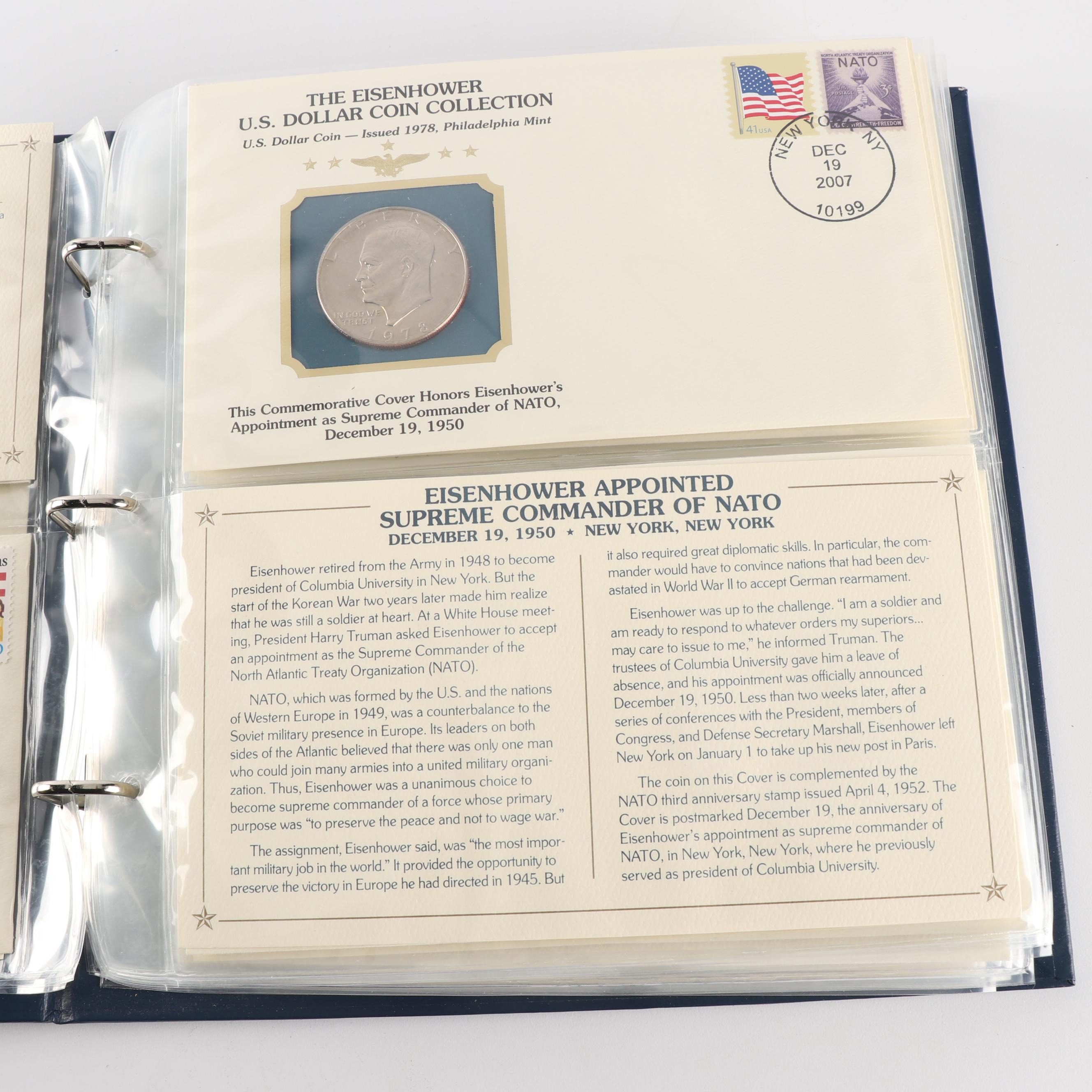 PCS The Eisenhower U.S. Dollar Coin with Stamps Collector's Album