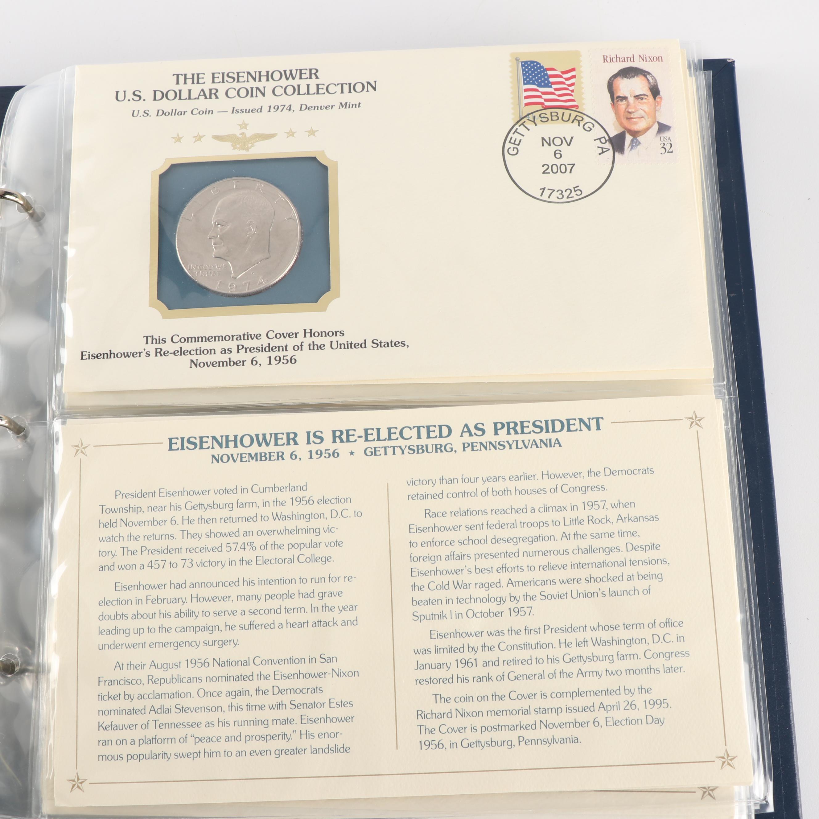 PCS The Eisenhower U.S. Dollar Coin with Stamps Collector's Album