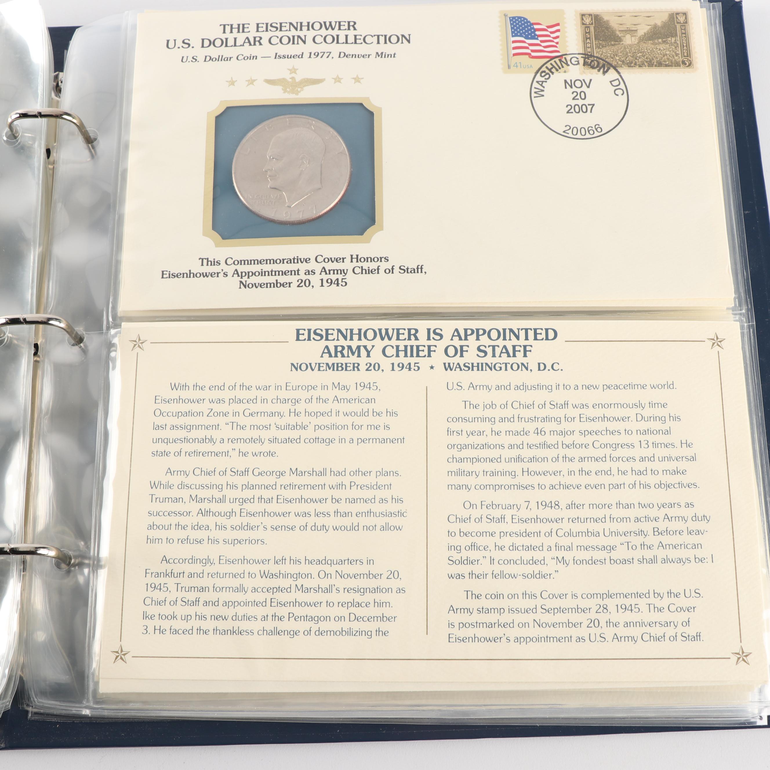 PCS The Eisenhower U.S. Dollar Coin with Stamps Collector's Album