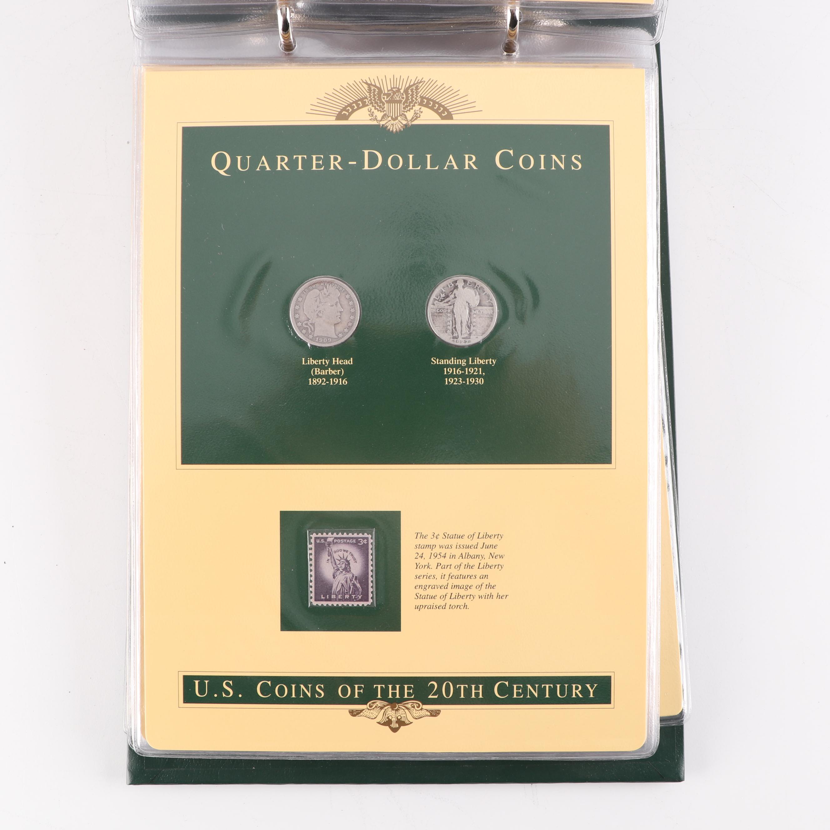 PCS U.S. Coins of the Twentieth Century with Historic Stamps Album