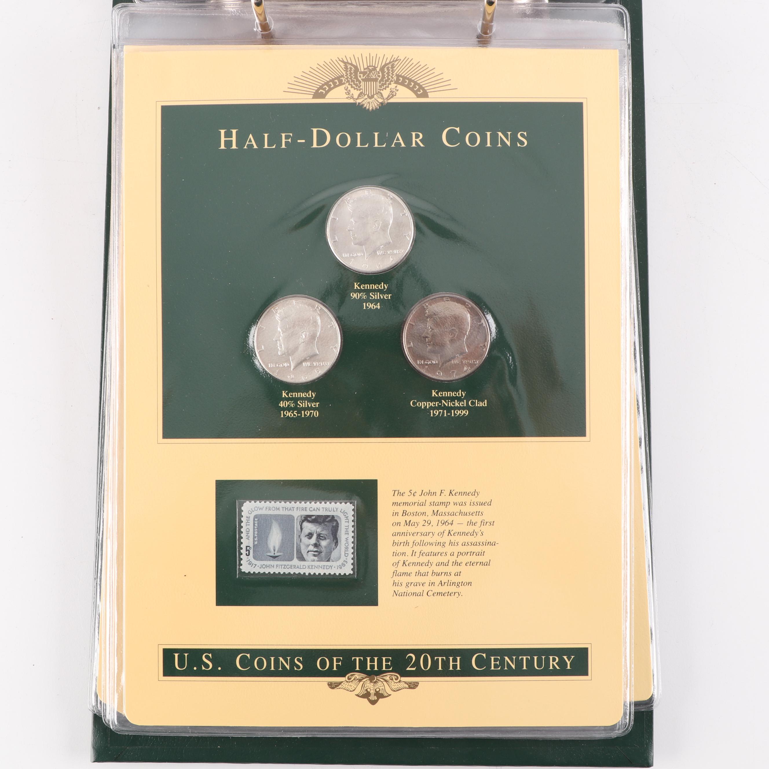 PCS U.S. Coins of the Twentieth Century with Historic Stamps Album