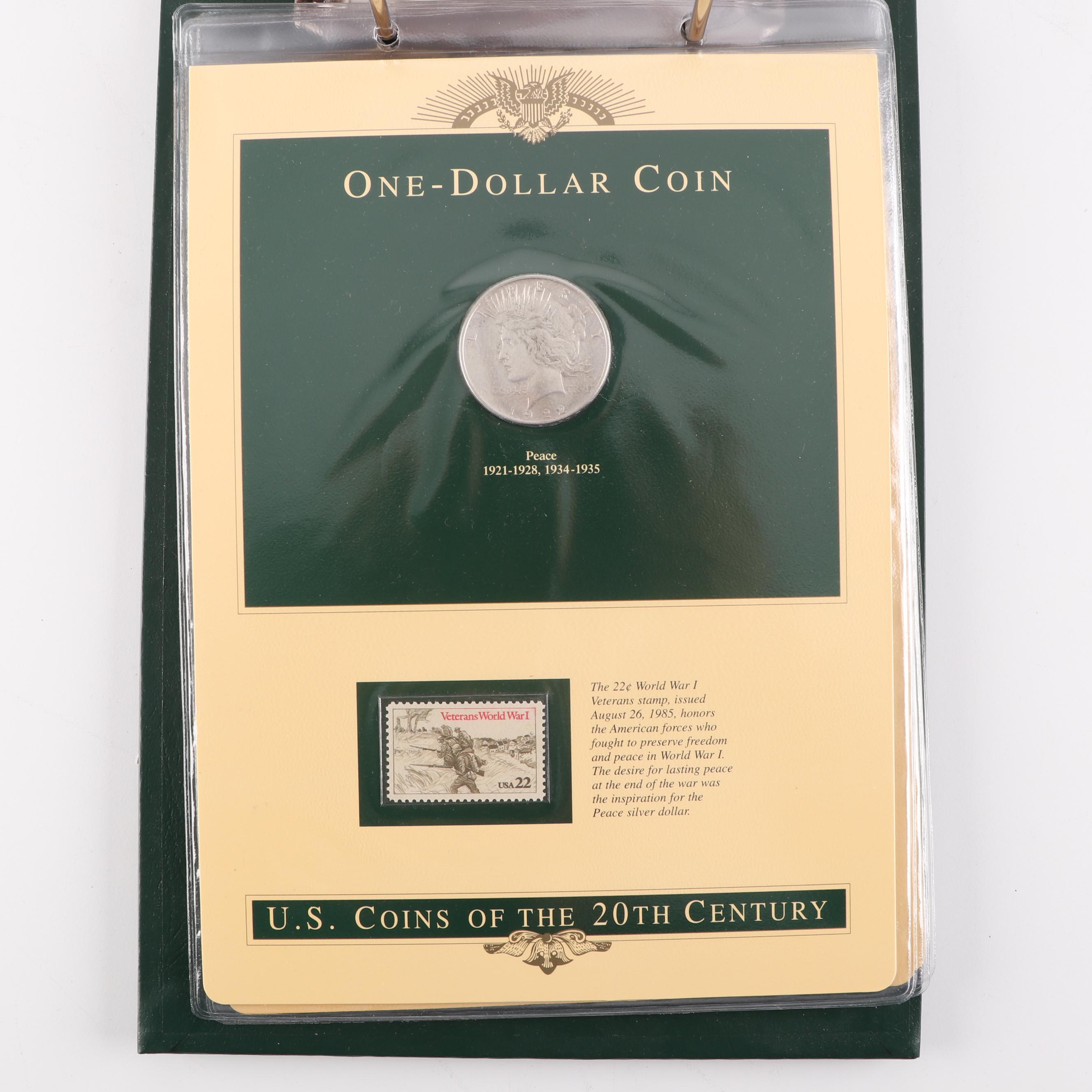 PCS U.S. Coins of the Twentieth Century with Historic Stamps Album