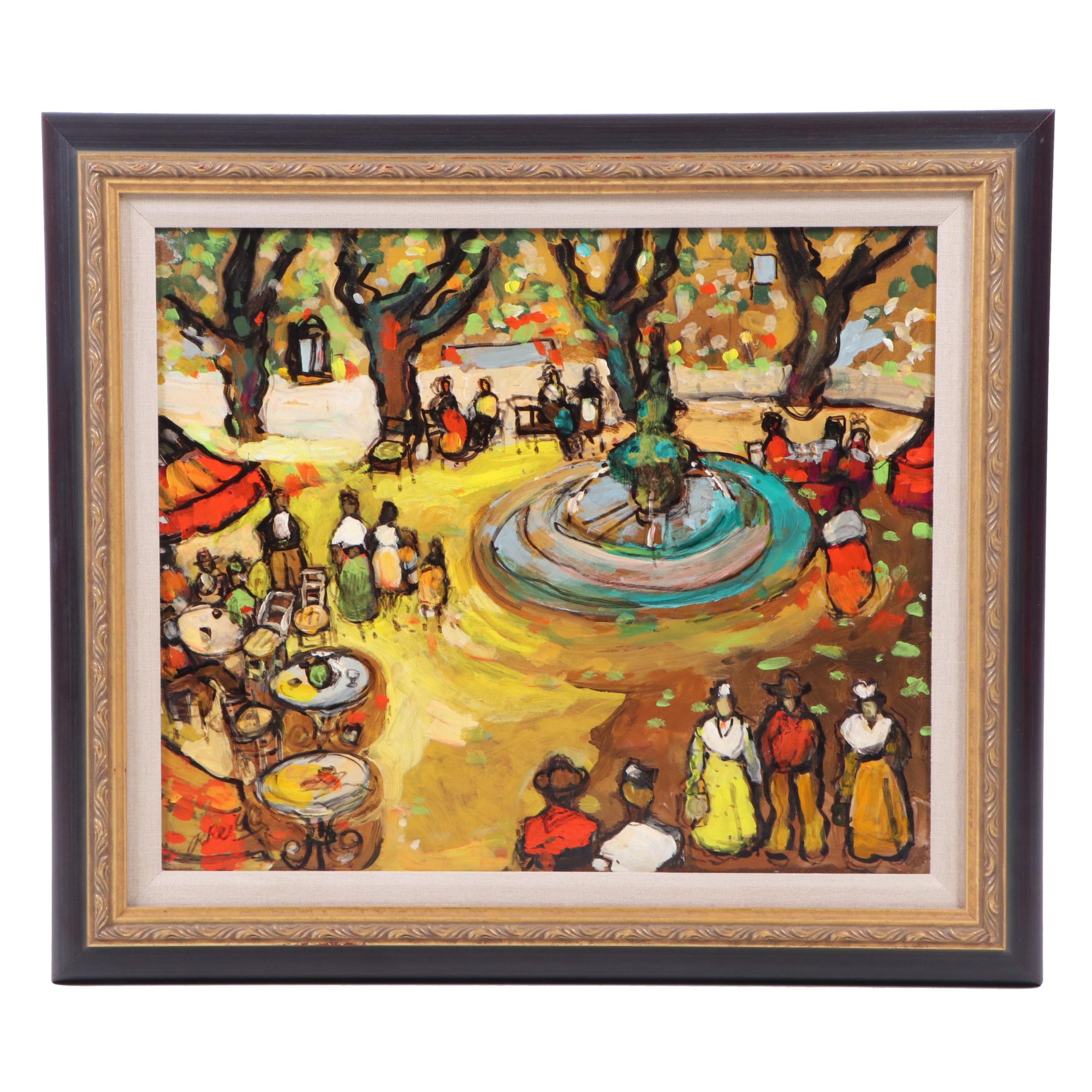 R. Reille Oil Painting "Place de Village"