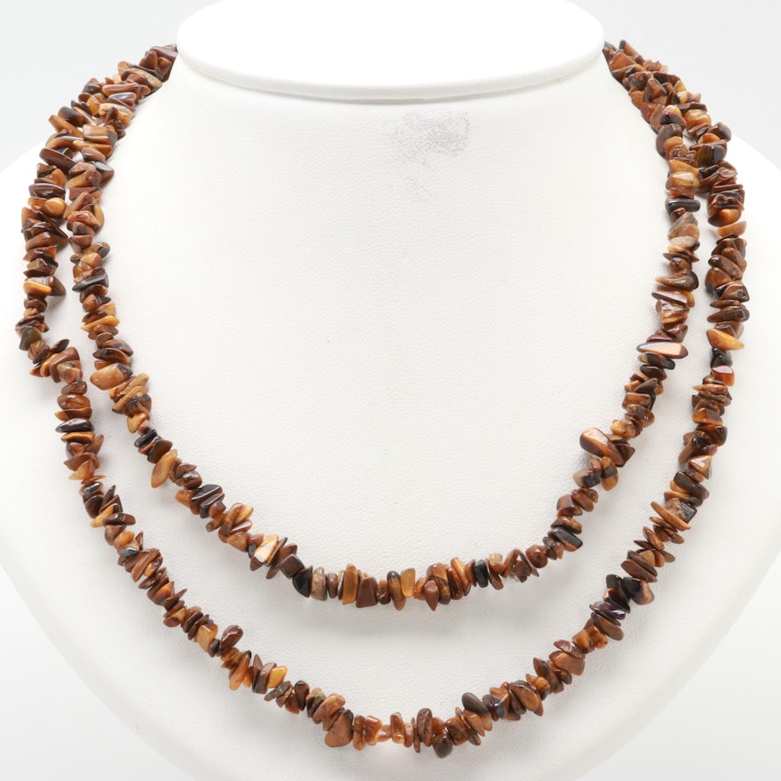 14K Yellow Gold Tiger's Eye Necklace