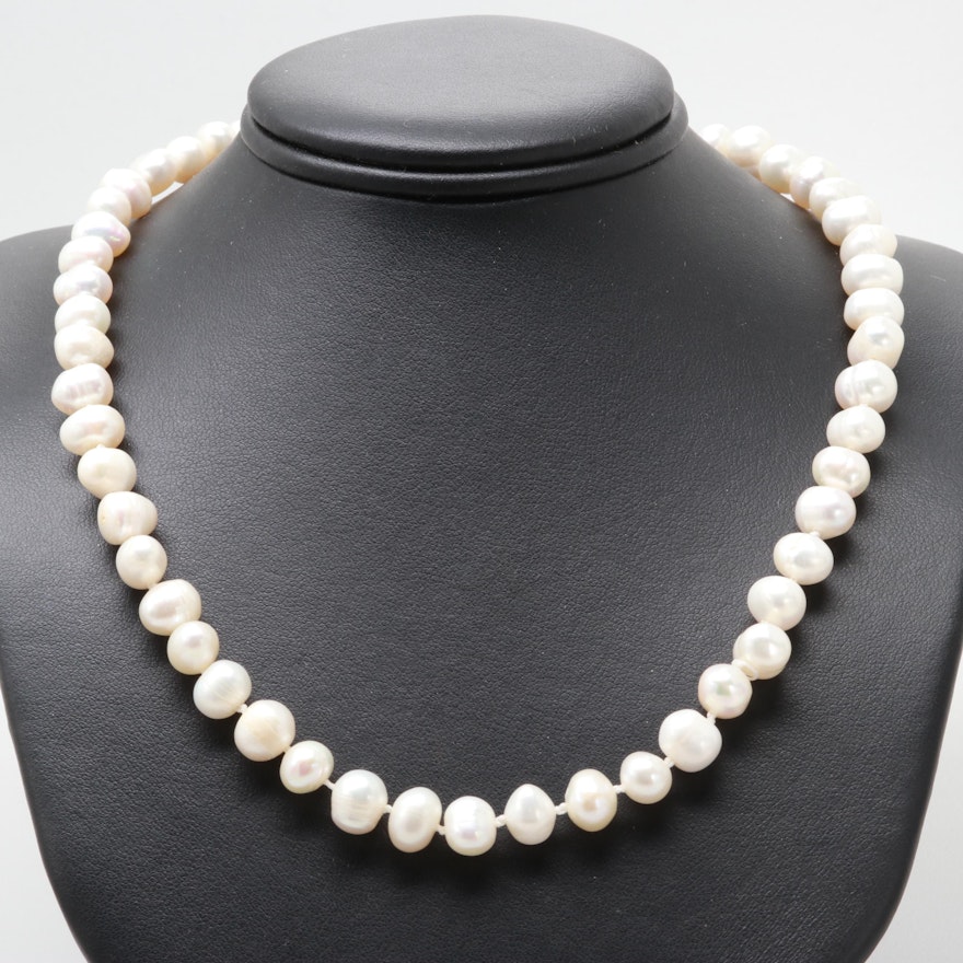 14K and 10K Yellow Gold Cultured Pearl Necklace
