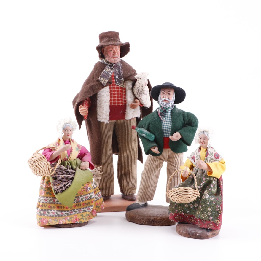 Santons de Provence Terracotta Nativity Figurines Including Claude Carbonel