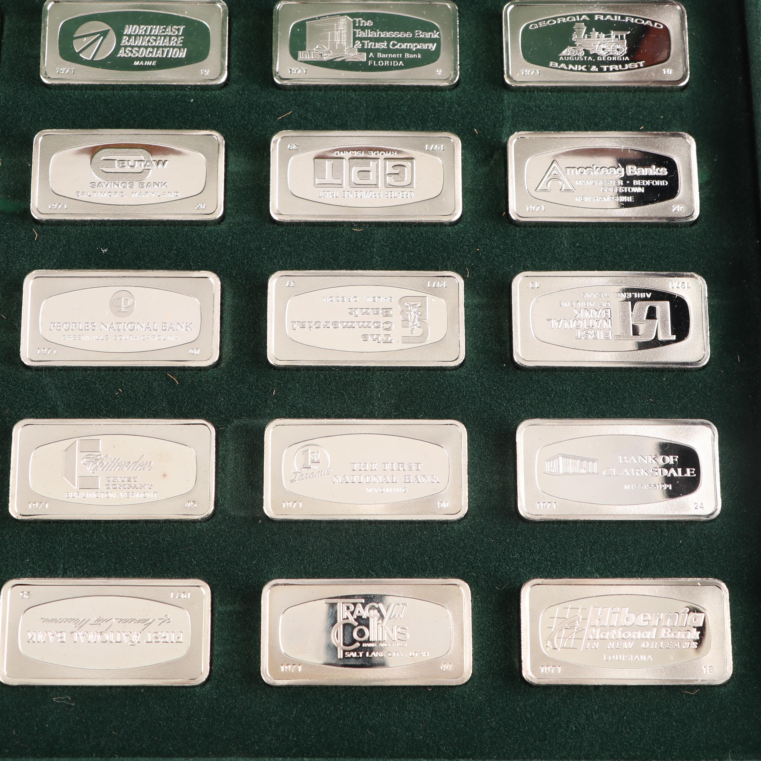 Franklin Mint 50-State Collection of 1971 1000 Grain Sterling Silver Ingots