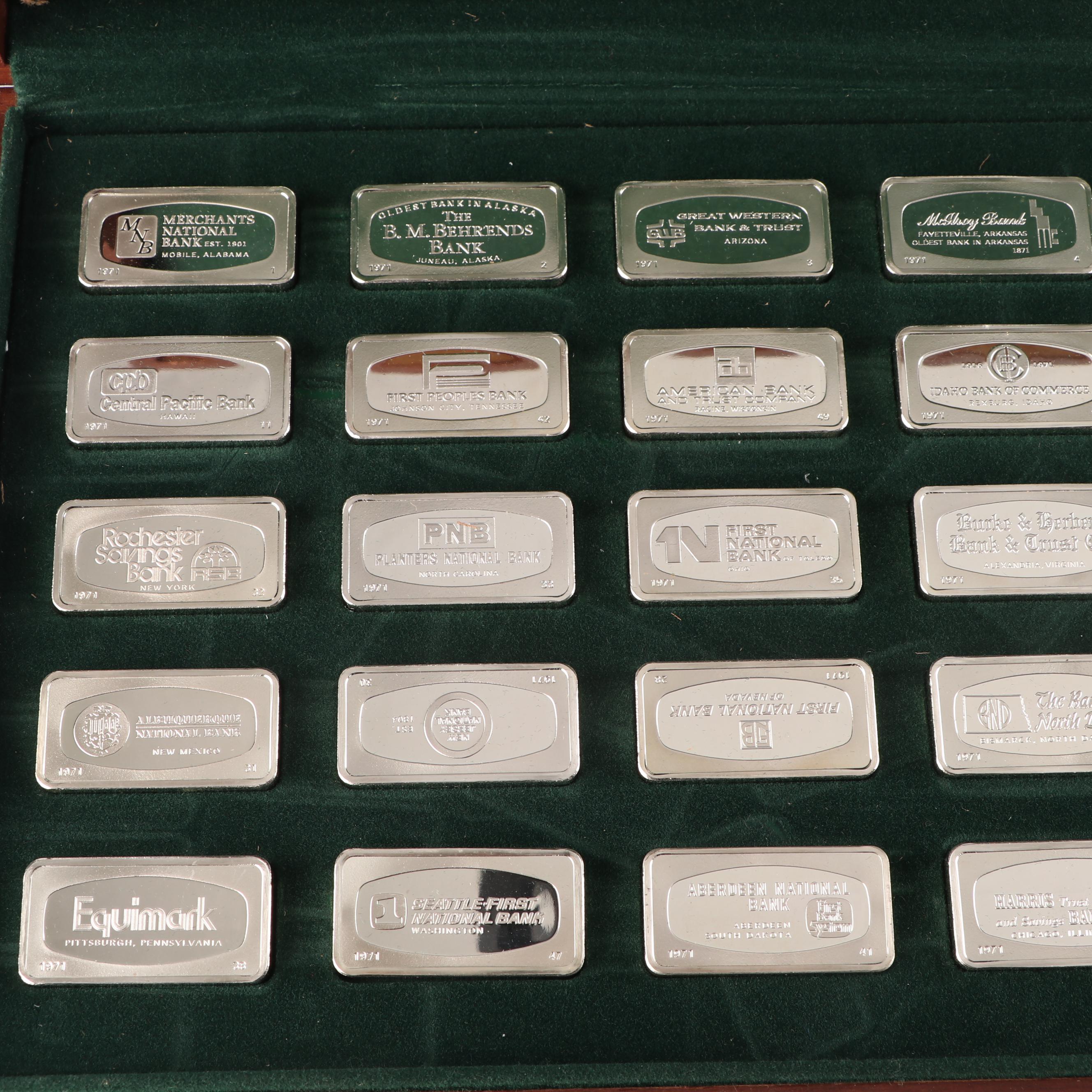 Franklin Mint 50-State Collection of 1971 1000 Grain Sterling Silver Ingots