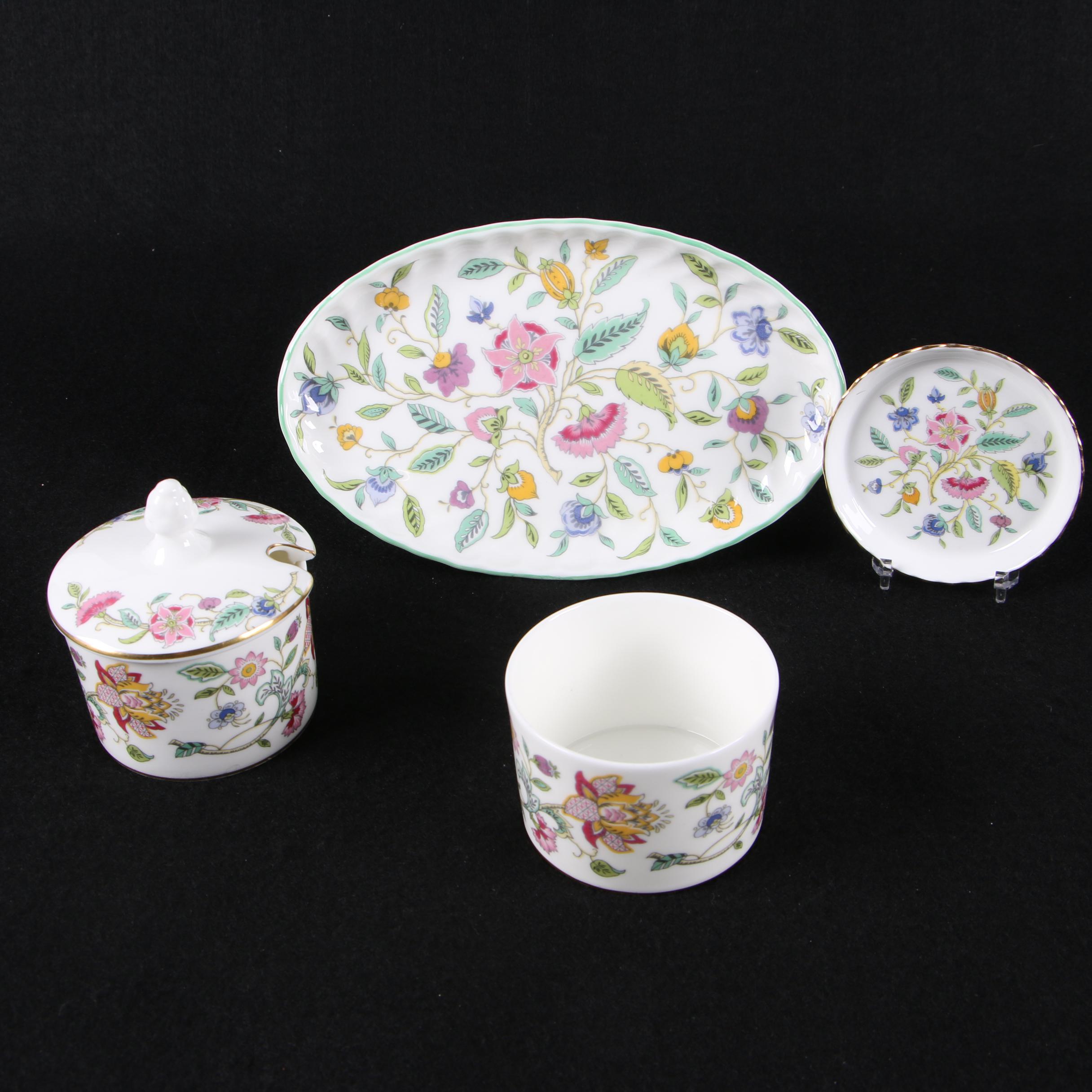 Minton "Haddon Hall" Bone China Marmalade Jars with Tray and Saucer