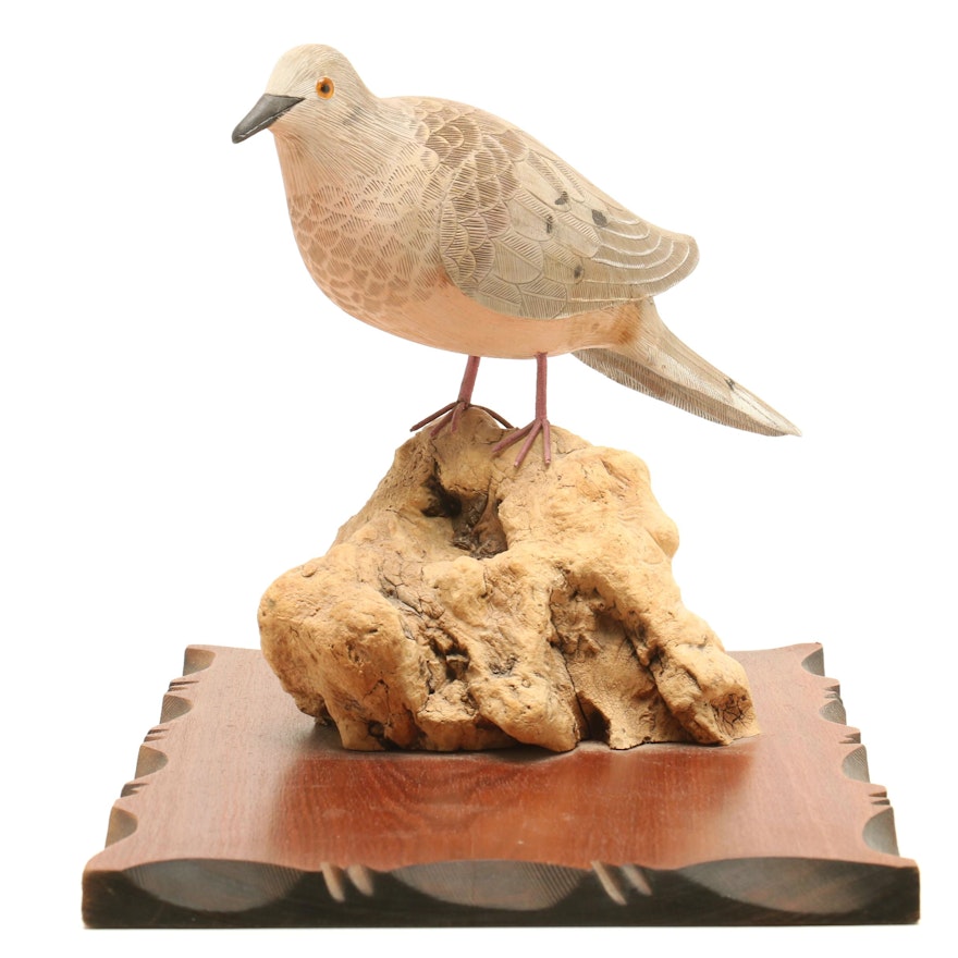 "Mourning Dove" Wooden Sculpture by Bob & Evelyn Wening