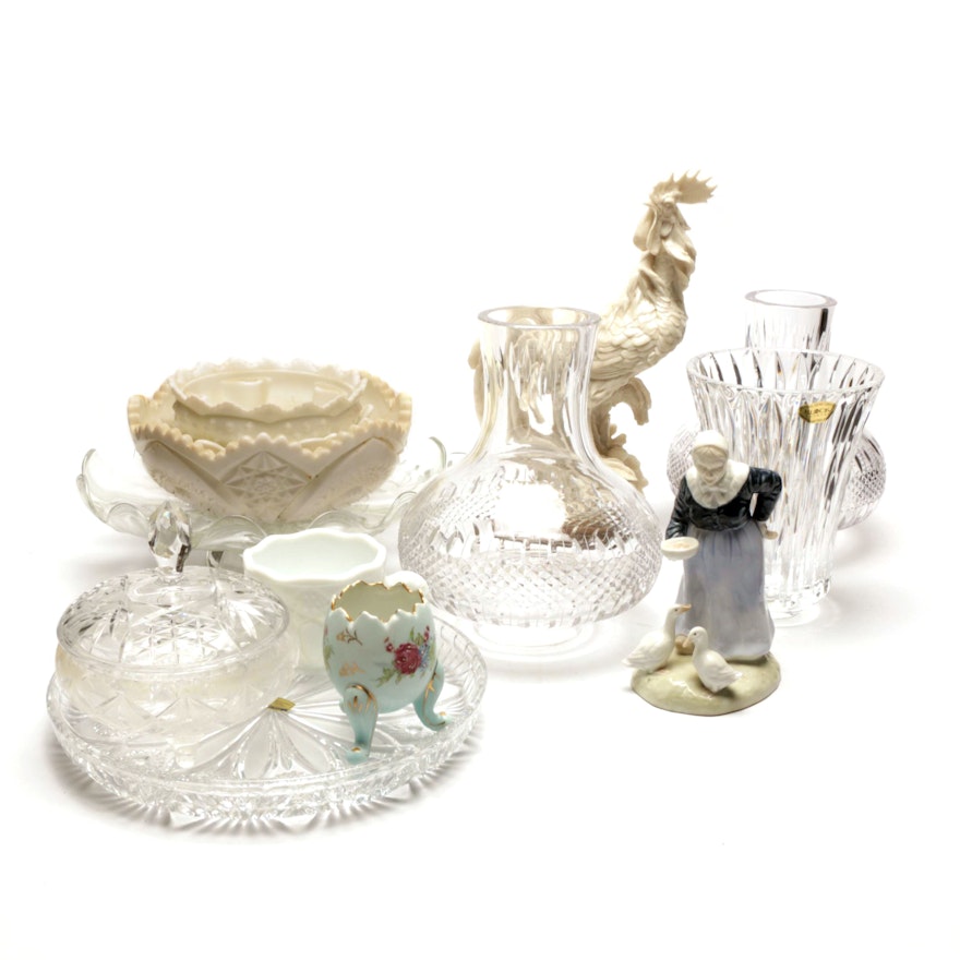 Cut and Molded Glass and Poultry Themed Figurines