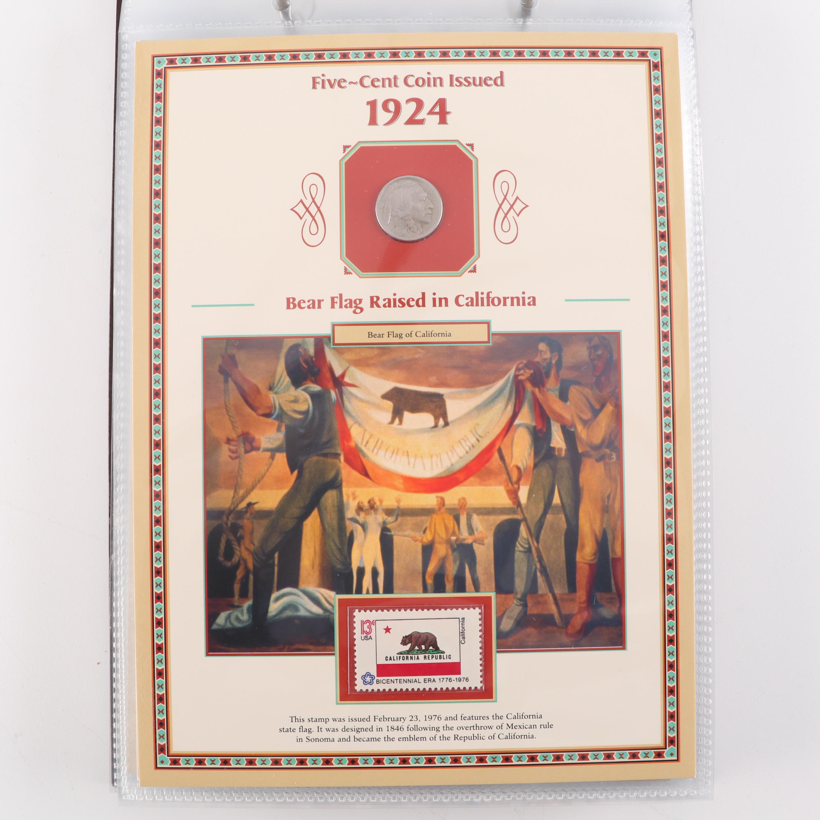 PCS Buffalo Nickel Collection from 1913-1938 with Stamps Album