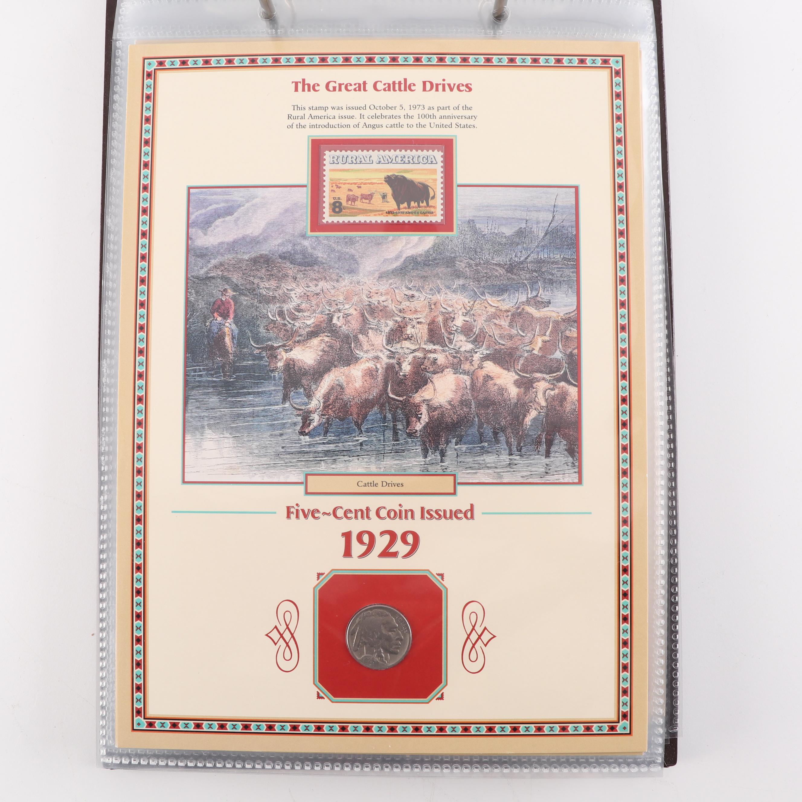 PCS Buffalo Nickel Collection from 1913-1938 with Stamps Album