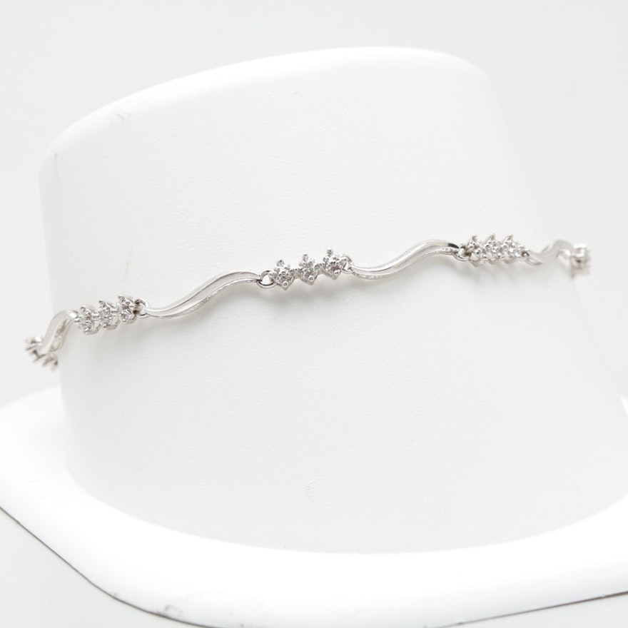 10K White Gold Diamond Bracelet