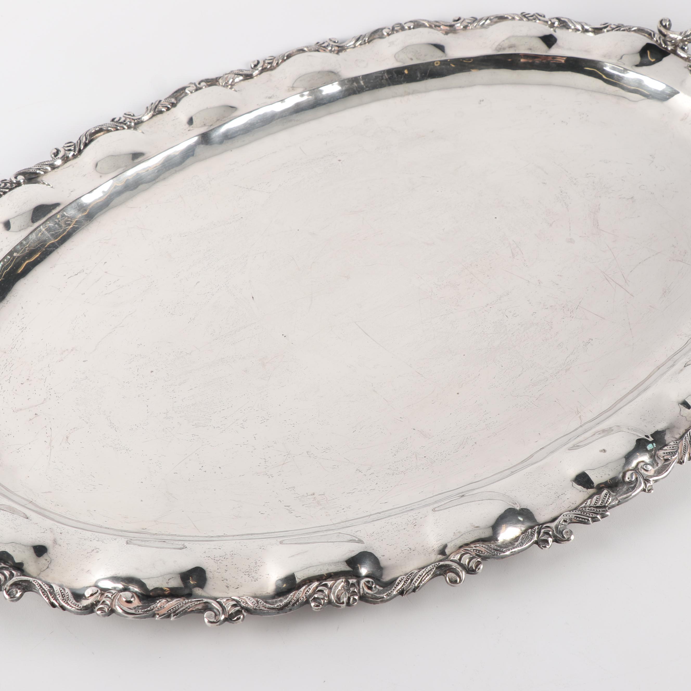 Mexican Sterling Silver Serving Tray, Second Quarter of the 20th Century