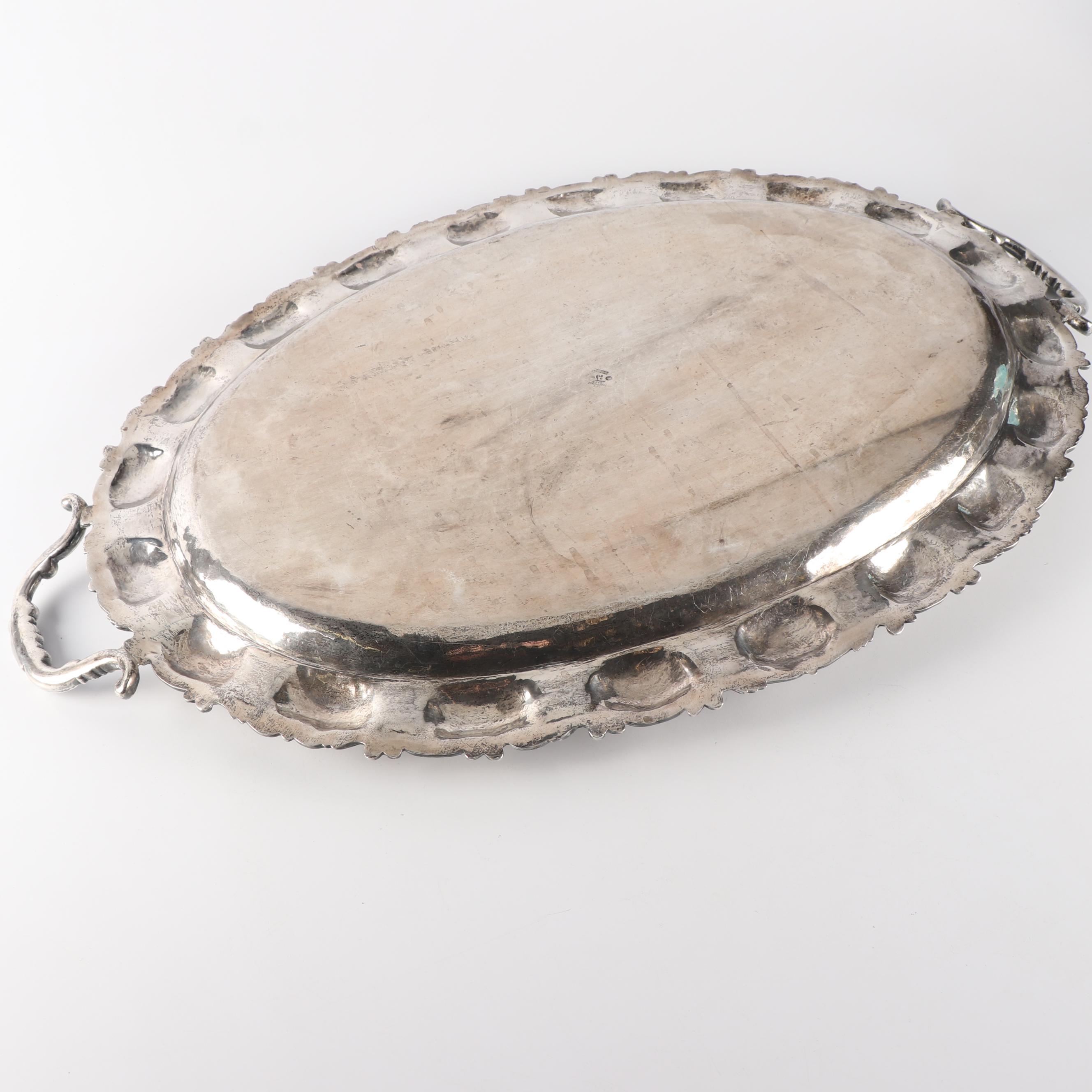 Mexican Sterling Silver Serving Tray, Second Quarter of the 20th Century