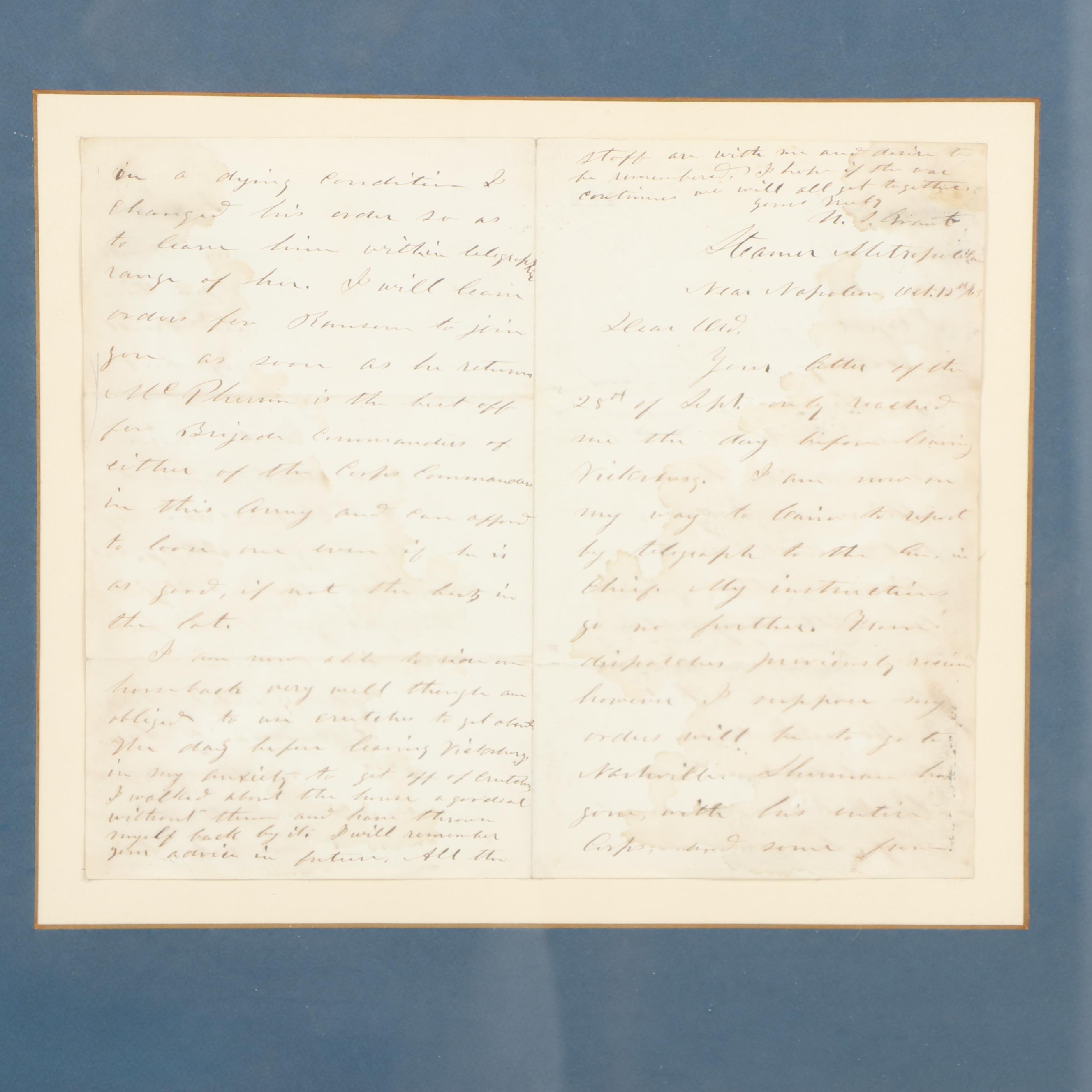 Ulysses S. Grant War-Date Autograph Letter Signed to Major General Ord