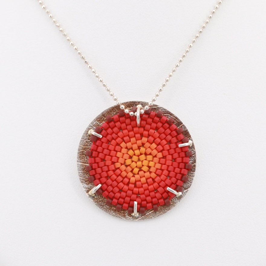 Claudia Fajardo Sterling Silver Resin Medallion Necklace