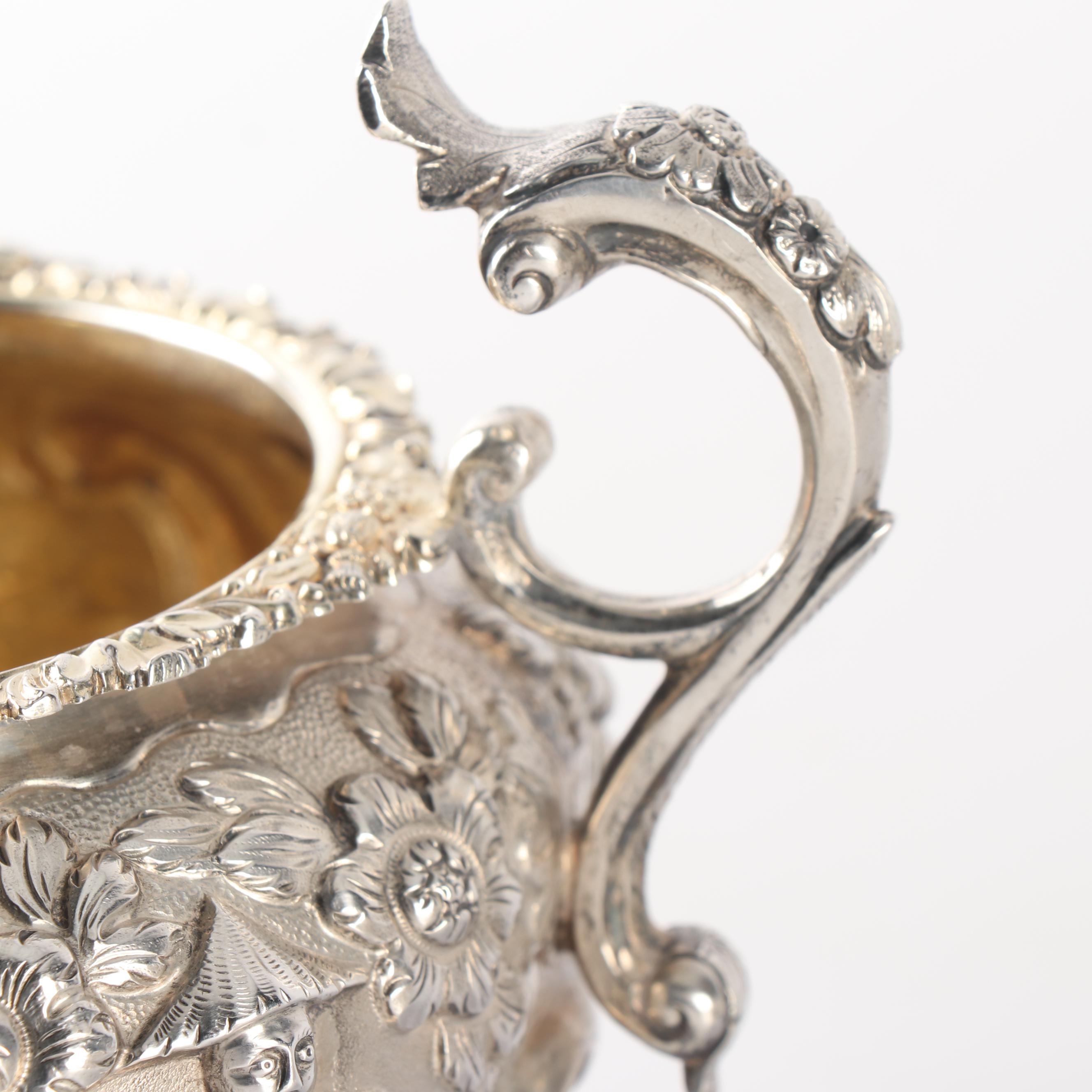 Order of the Bath English Silver Teapot, Wastebowl and Creamer, London 1818