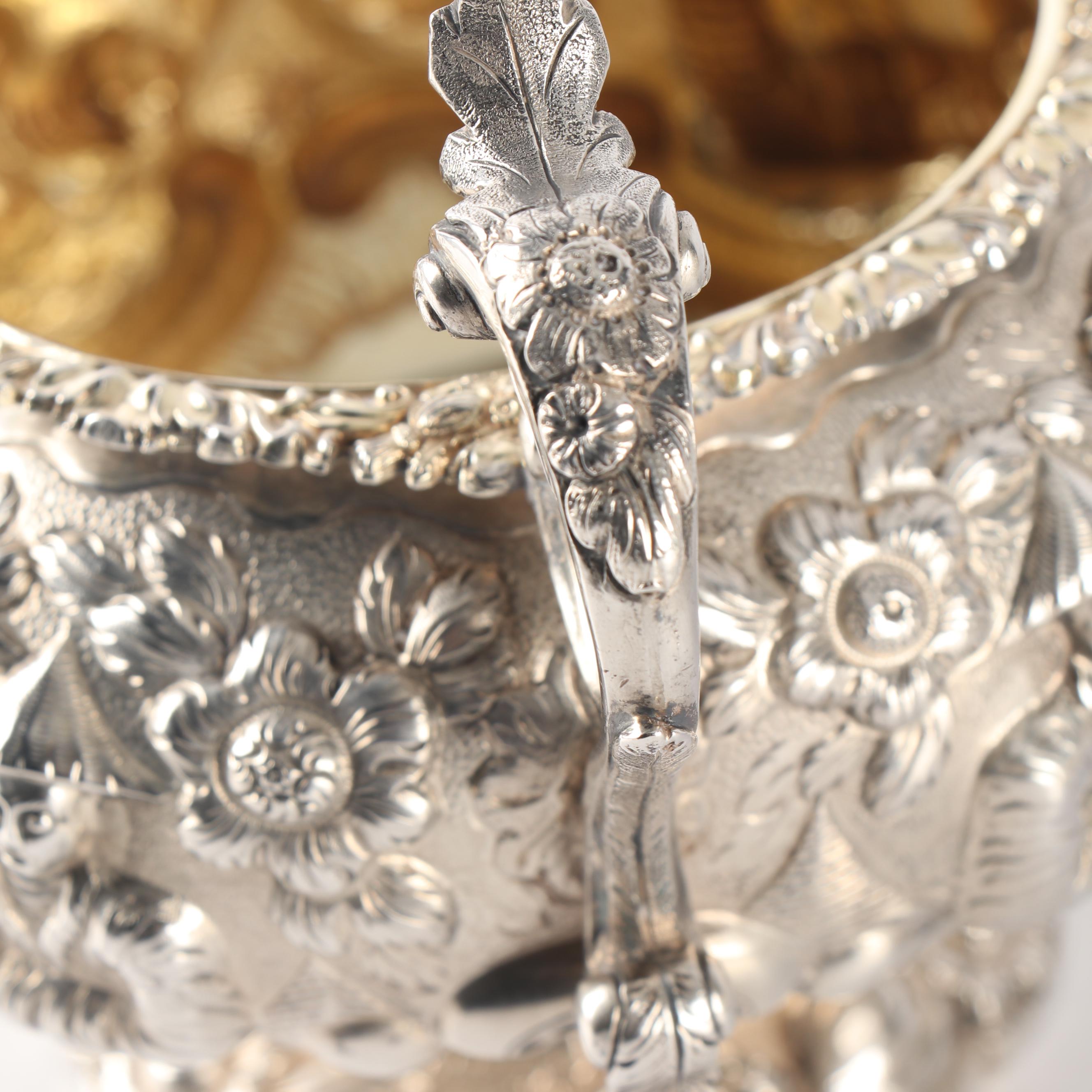 Order of the Bath English Silver Teapot, Wastebowl and Creamer, London 1818