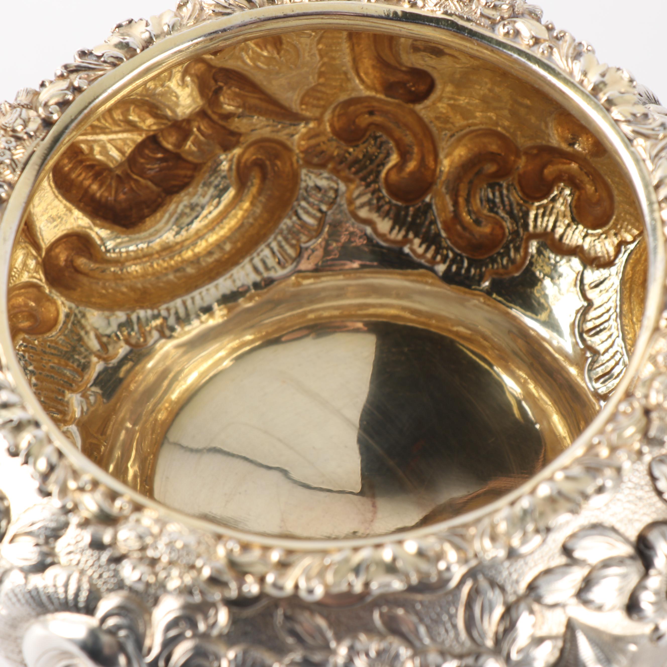 Order of the Bath English Silver Teapot, Wastebowl and Creamer, London 1818