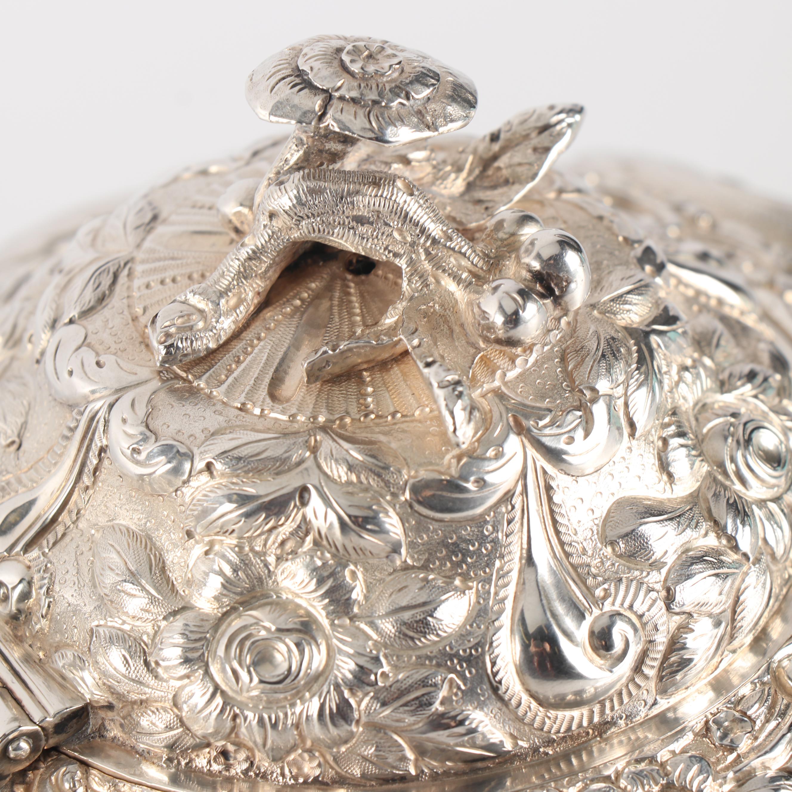 Order of the Bath English Silver Teapot, Wastebowl and Creamer, London 1818