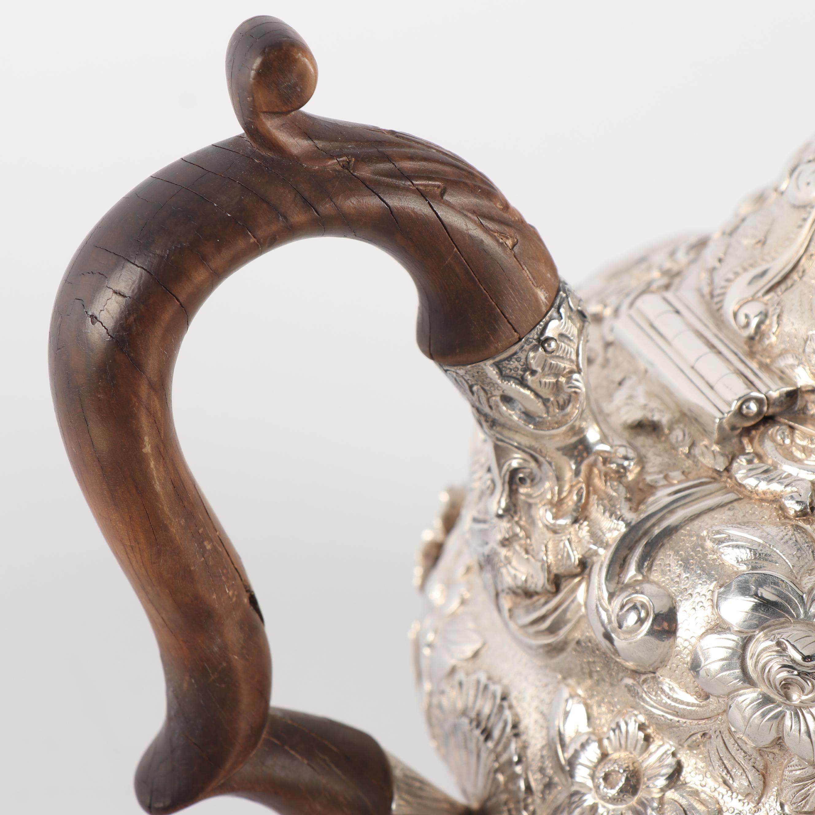 Order of the Bath English Silver Teapot, Wastebowl and Creamer, London 1818