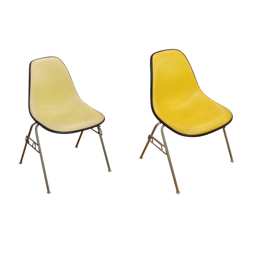 Pair of Mid Century Modern Herman Miller Molded Plastic Side Chairs