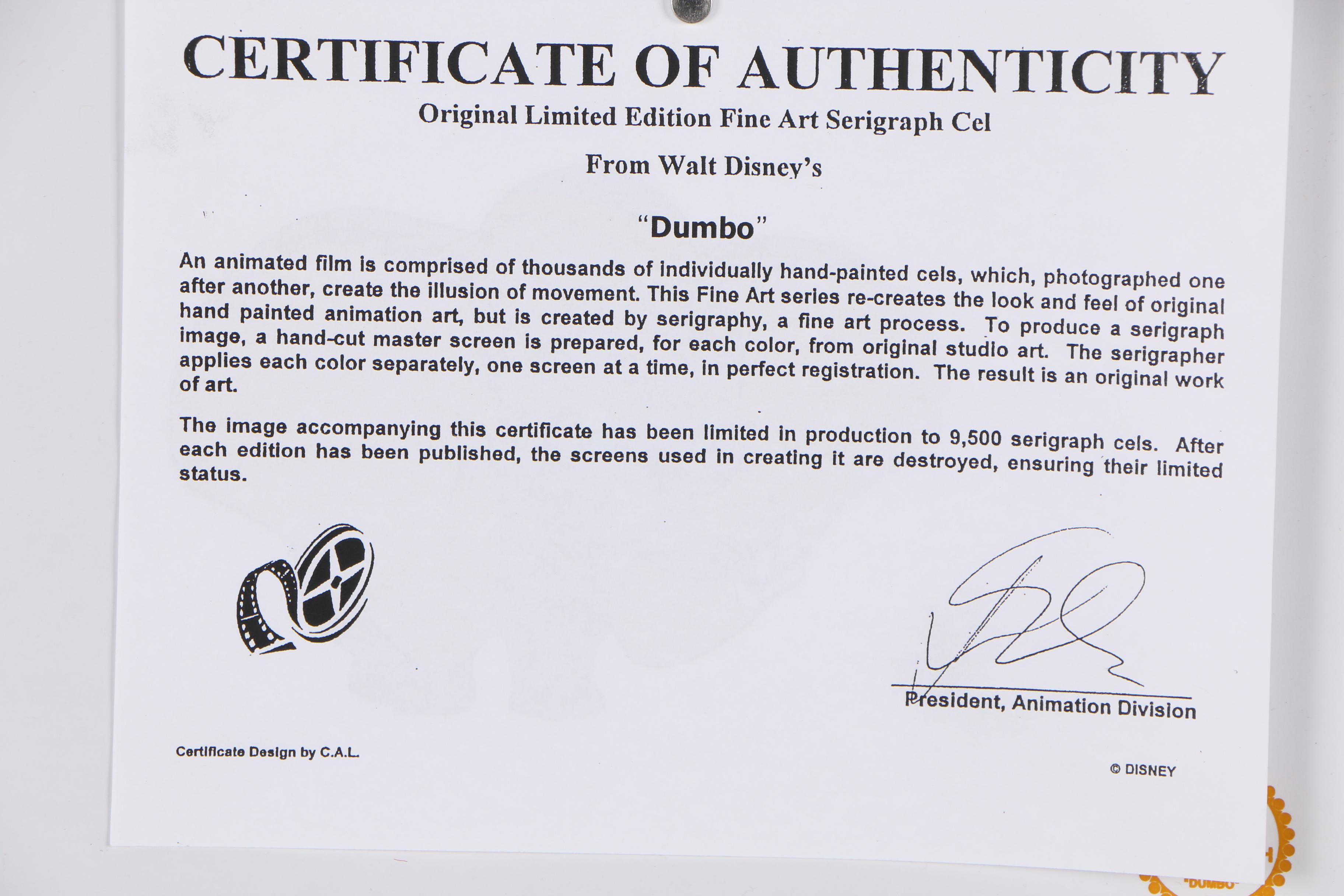 Reproduction Disney Sericel from "Dumbo"