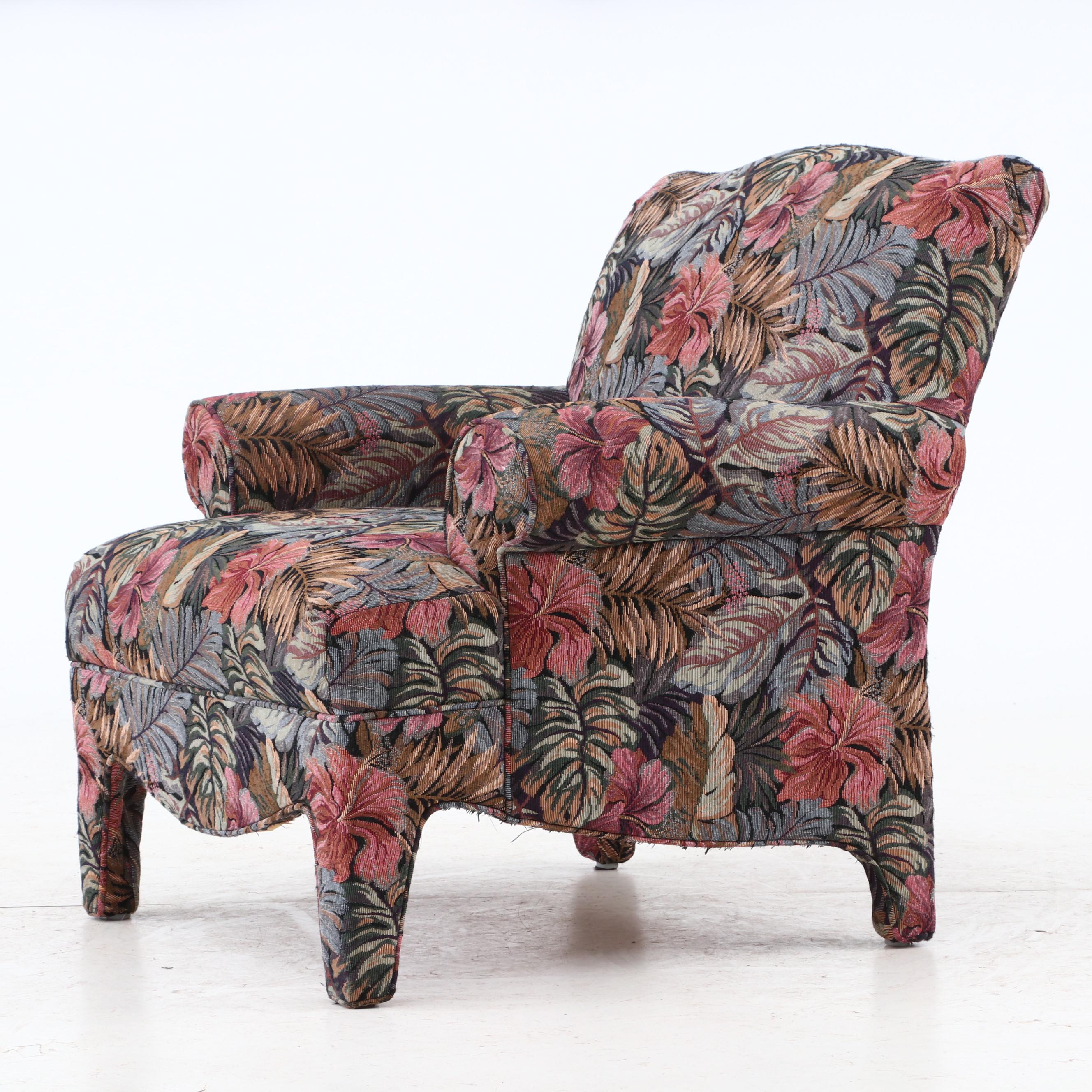 Floral Upholstered Arm Chair