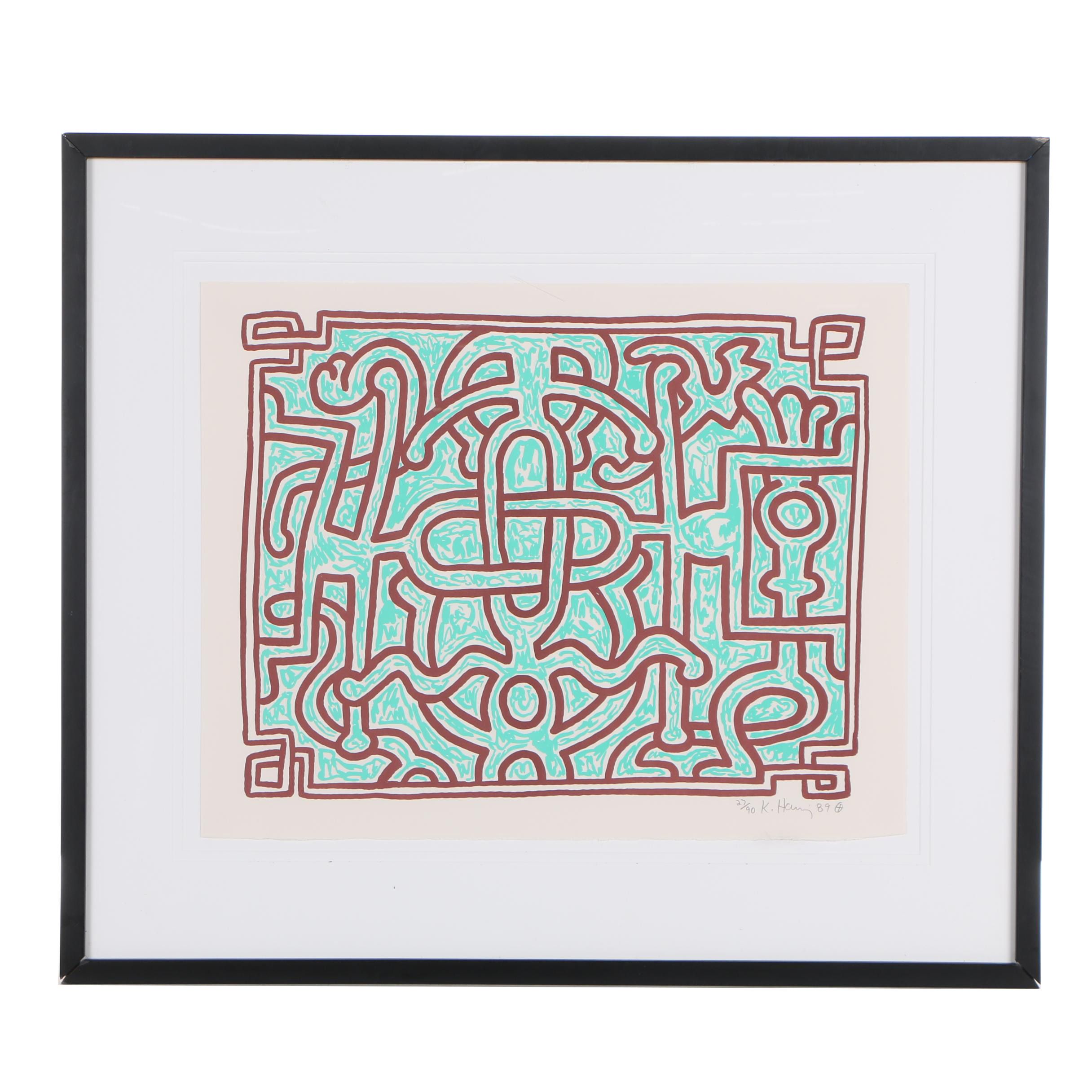Keith Haring 1989 Lithograph "Chocolate Buddha 5"