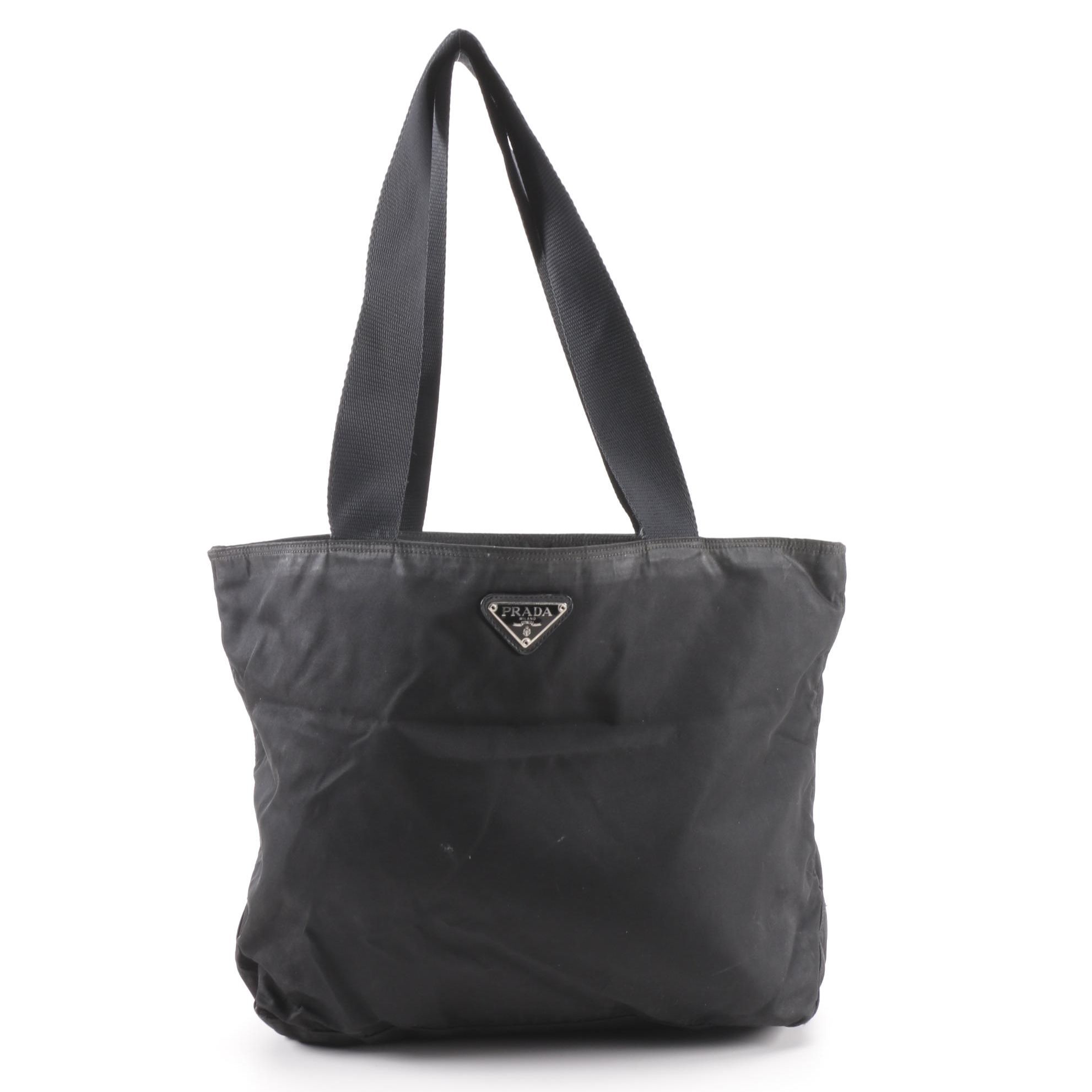 Prada Black Nylon Shoulder Tote