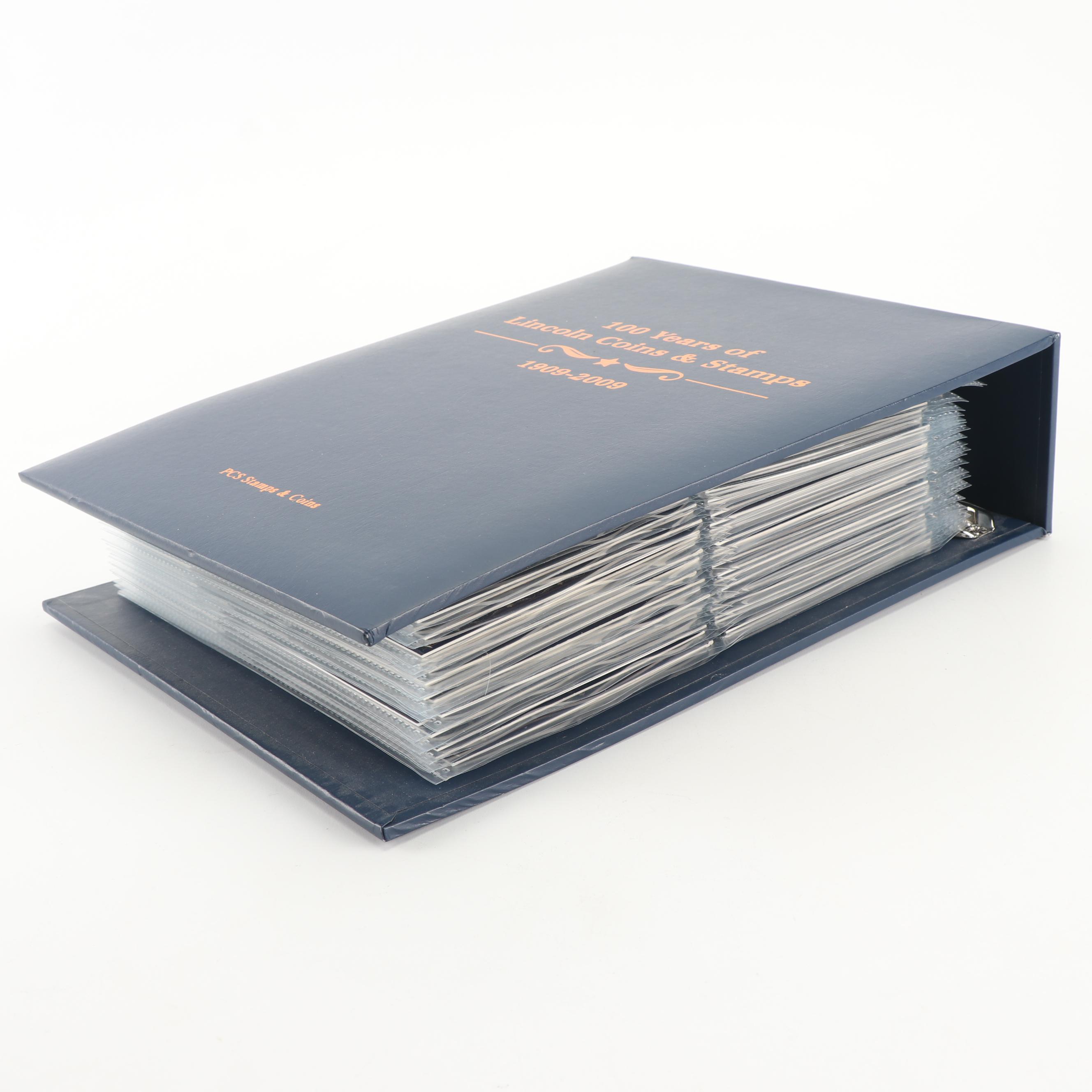 PCS 100 Years of Lincoln Coins and Historic Stamps Album