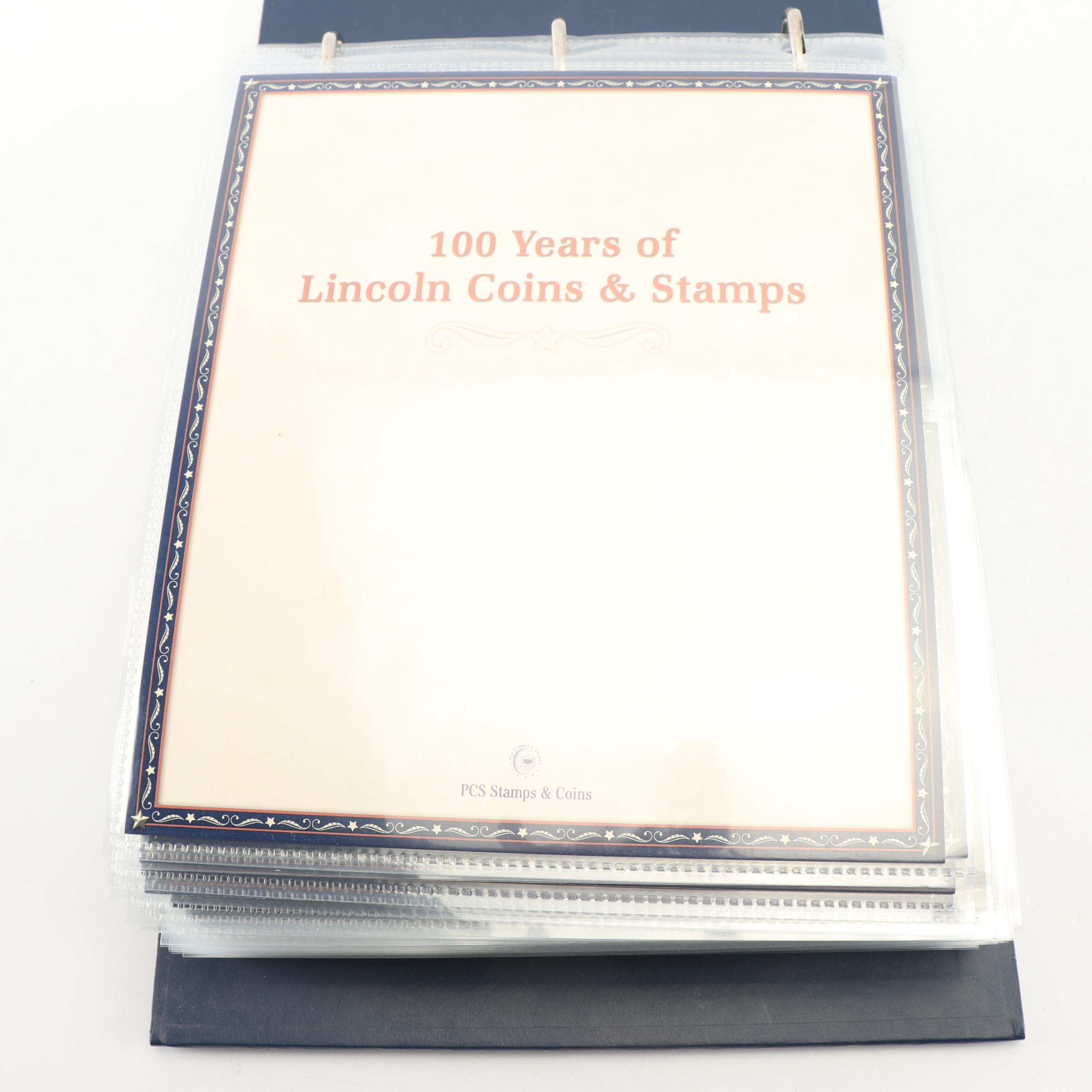 PCS 100 Years of Lincoln Coins and Historic Stamps Album