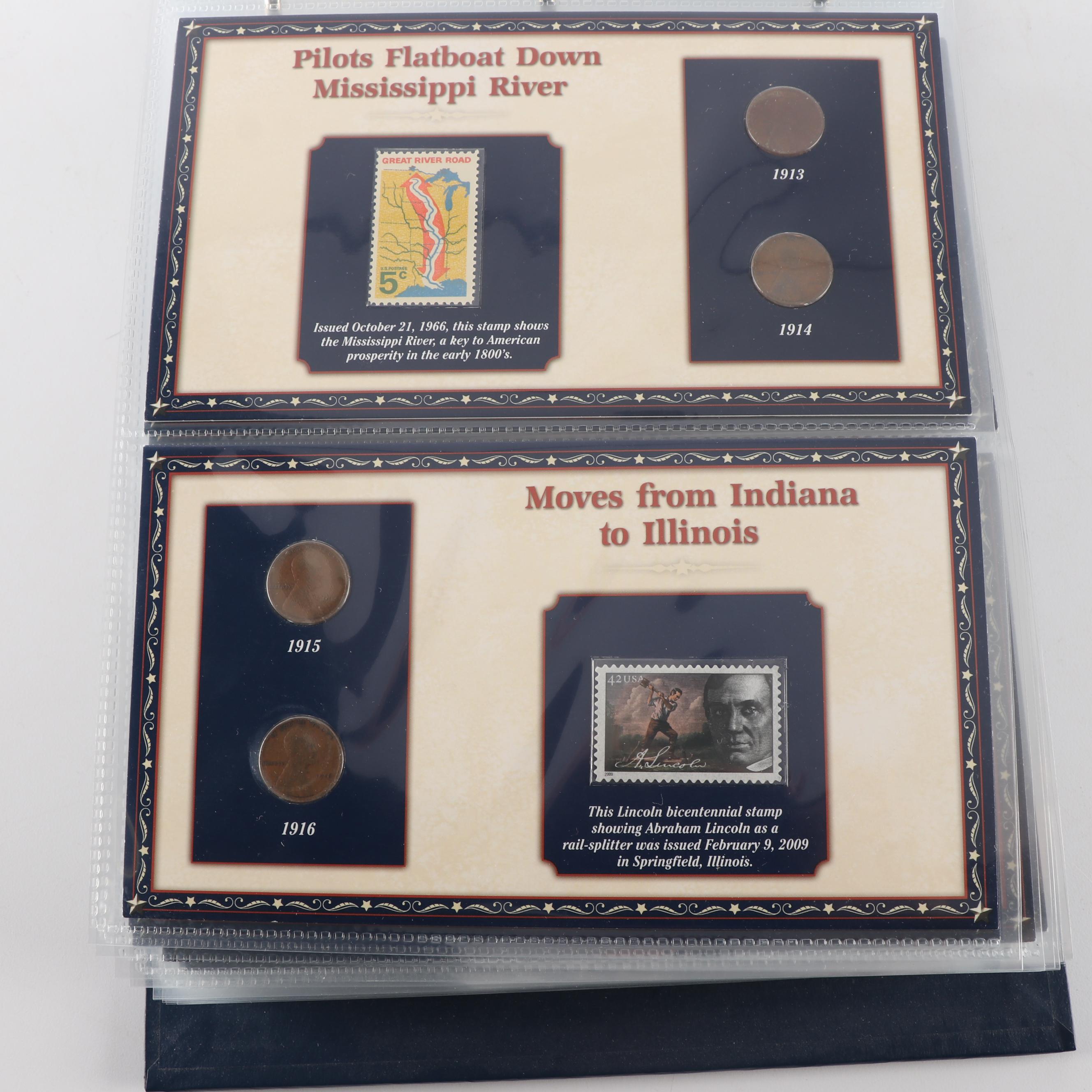 PCS 100 Years of Lincoln Coins and Historic Stamps Album